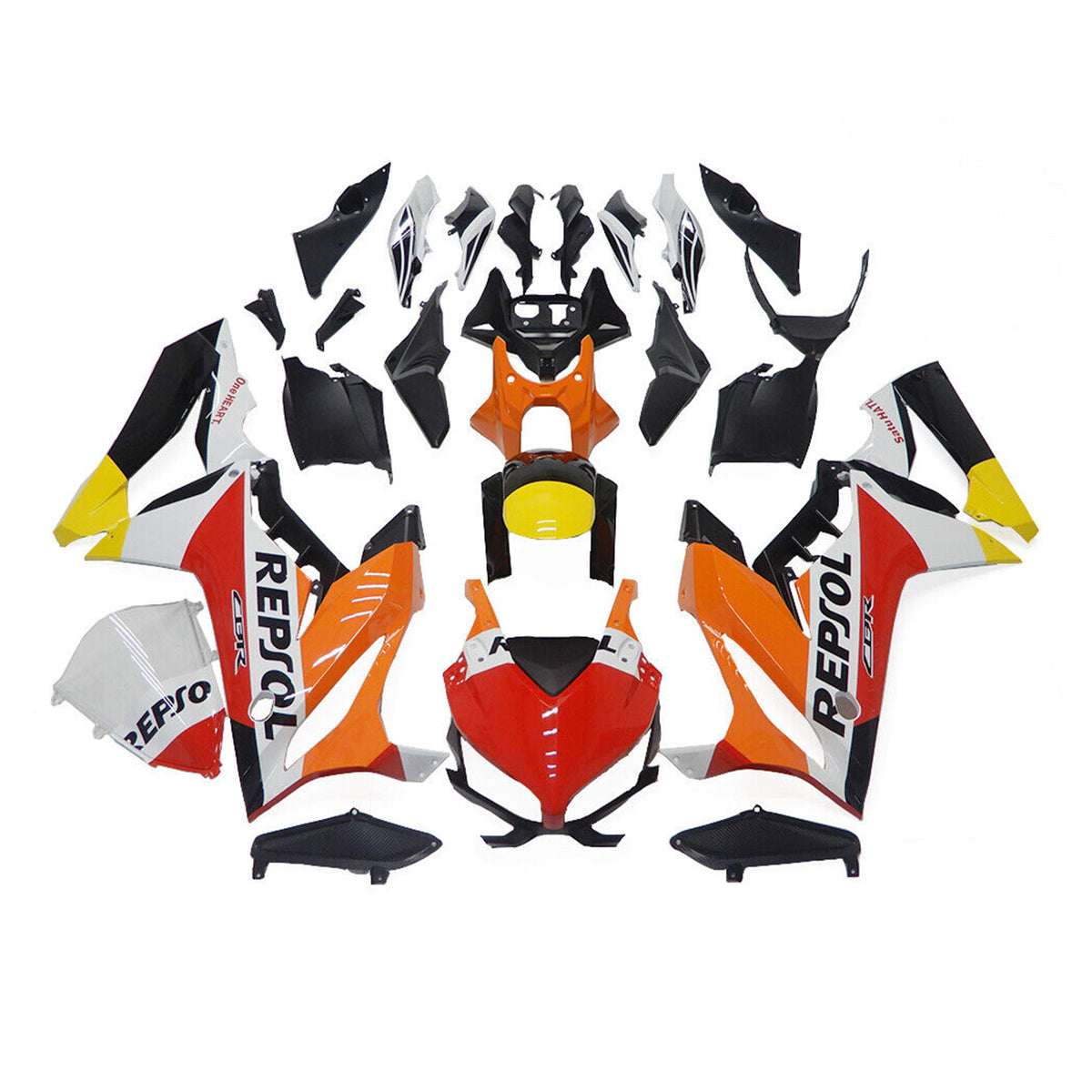 Amotopart 2021–2023 CBR650R Honda Red&amp;Orange Repjol Verkleidungsset