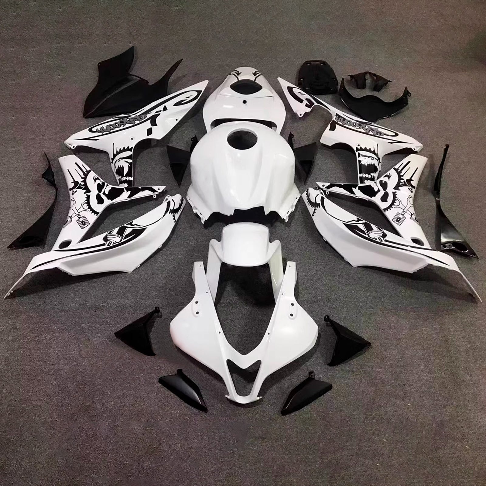 Amotopart 2007-2008 Honda CBR600RR Kit de carenado blanco negro