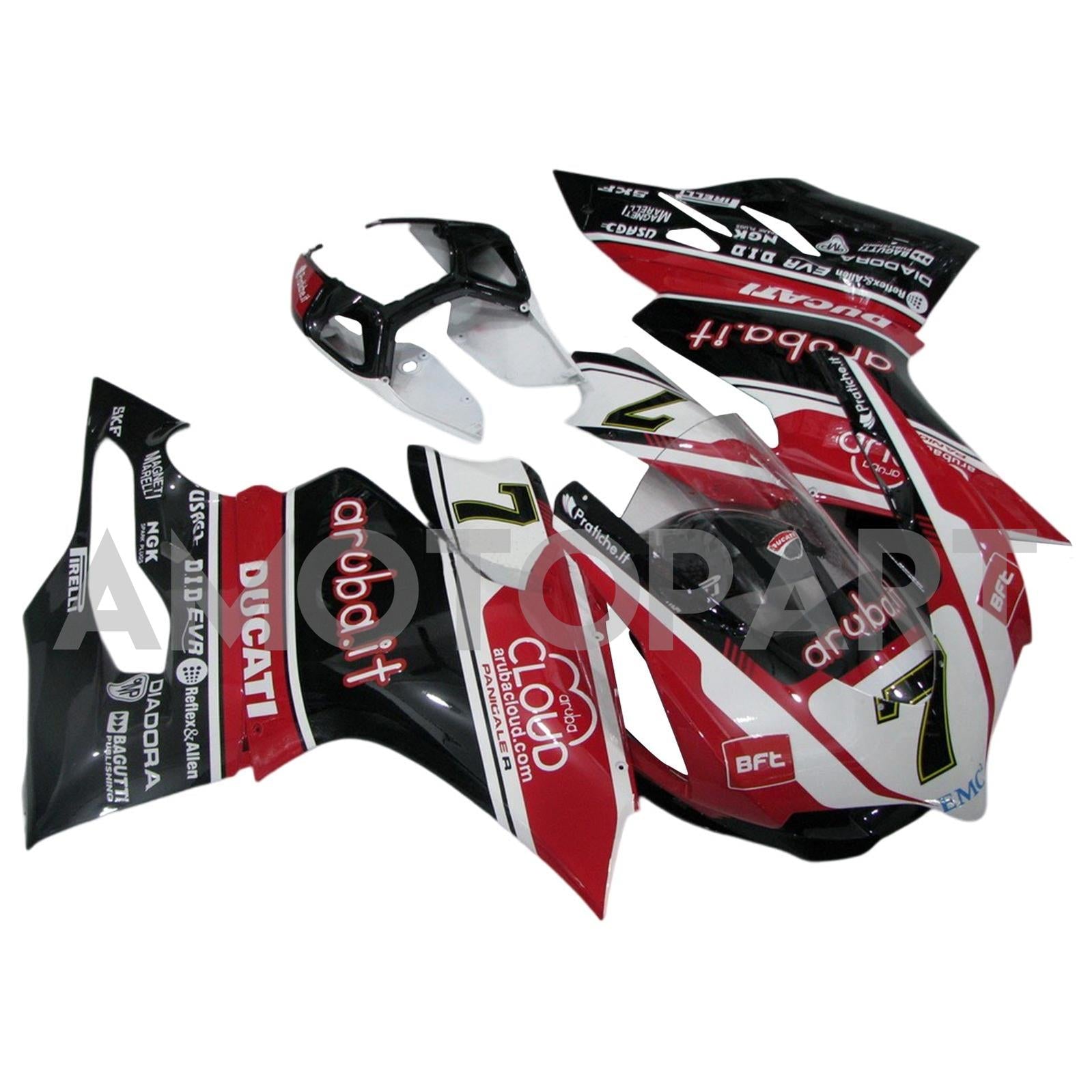 Amotopart 2012-2015 Ducati 1199 899 Kit de carenagem de logotipo vermelho e preto
