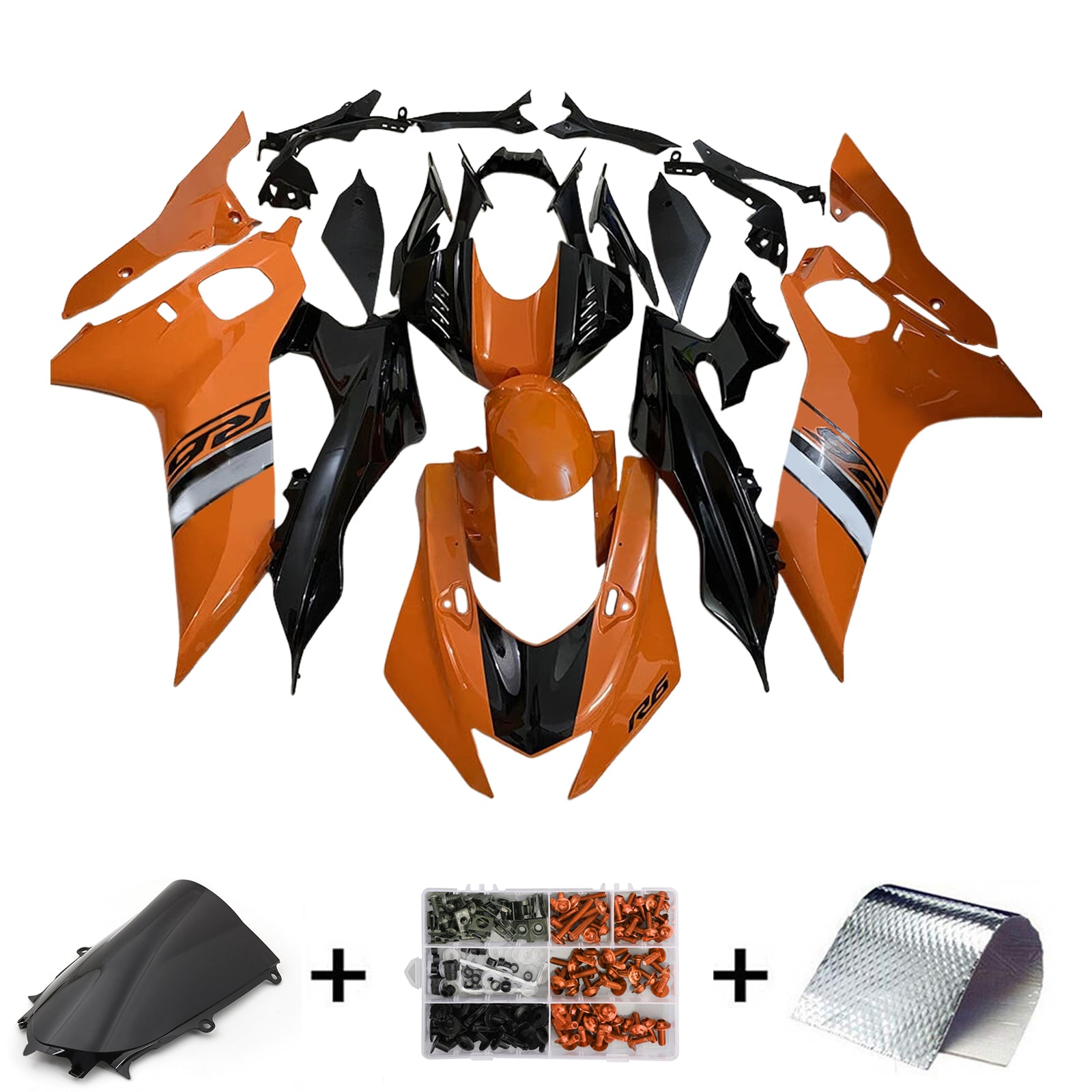 Amotopart 2017-2023 Yamaha YZF R6 Black Light Brown Fairing Kit