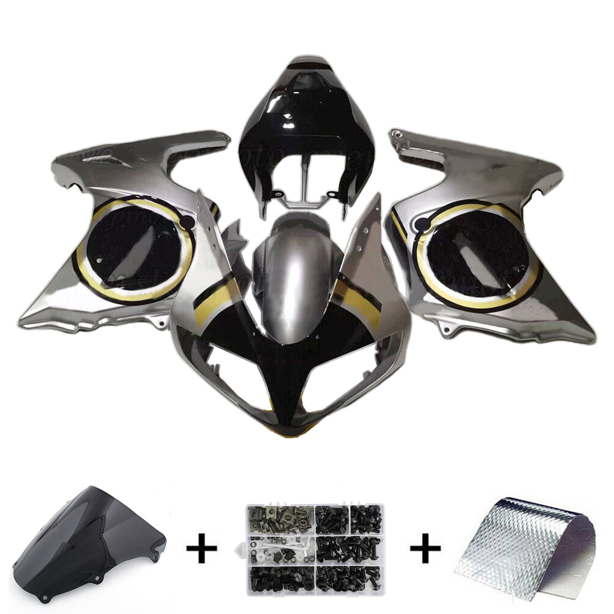 Amotopart 2003-2013 SV650 Suzuki Matte Grey&Gold Fairing Kit