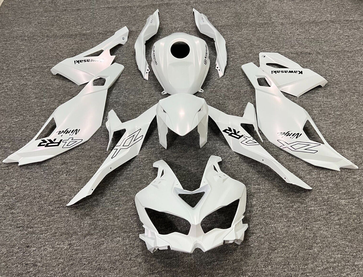 Amotopart 2019-2024 Kawasaki Ninja ZX25R ZX4R ZX4RR Kit de carénage blanc nacré et logo