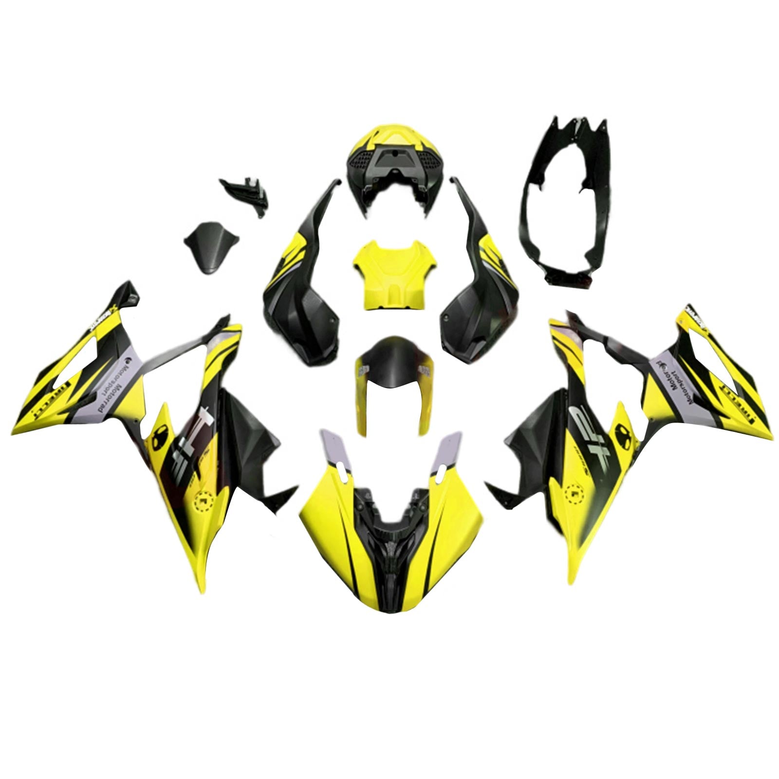 Amotopart BMW S1000RR 2019-2022 Kit de carénage jaune et noir mat