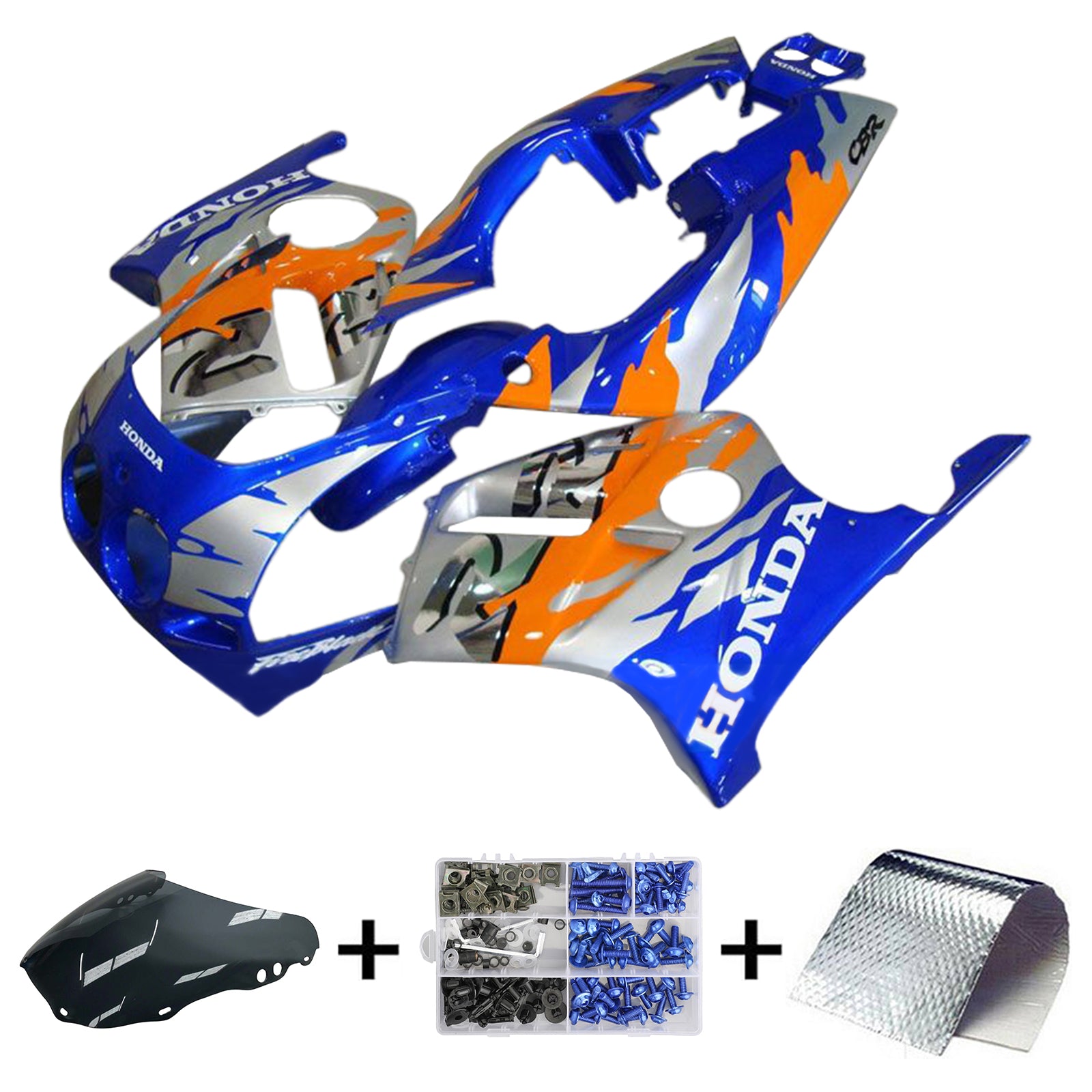 Amotopart 1988-1989 Honda CBR250RR MC19 Kit de carénage bleu gris