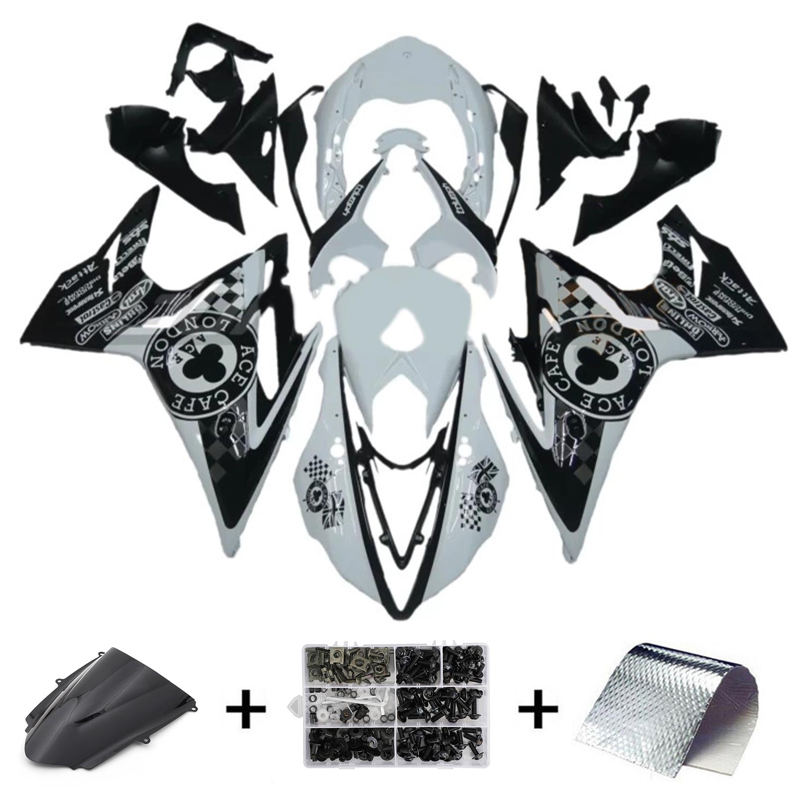 Amotopart Triumph Daytona 675 2013-2017 Black&White Fairing Kit