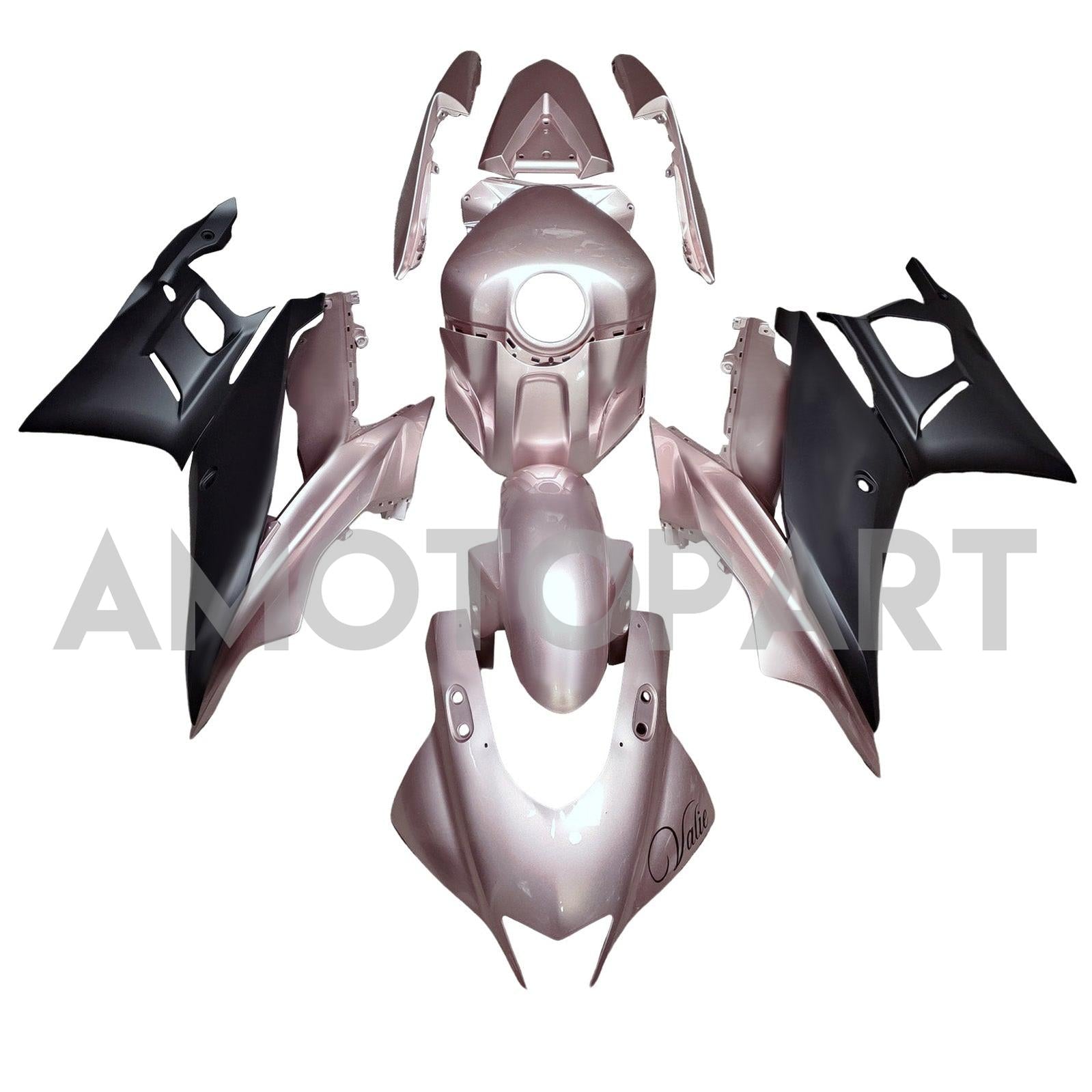 Amotopart 2022-2024 Yamaha YZF R3 R25 Black Pink Fairing Kit