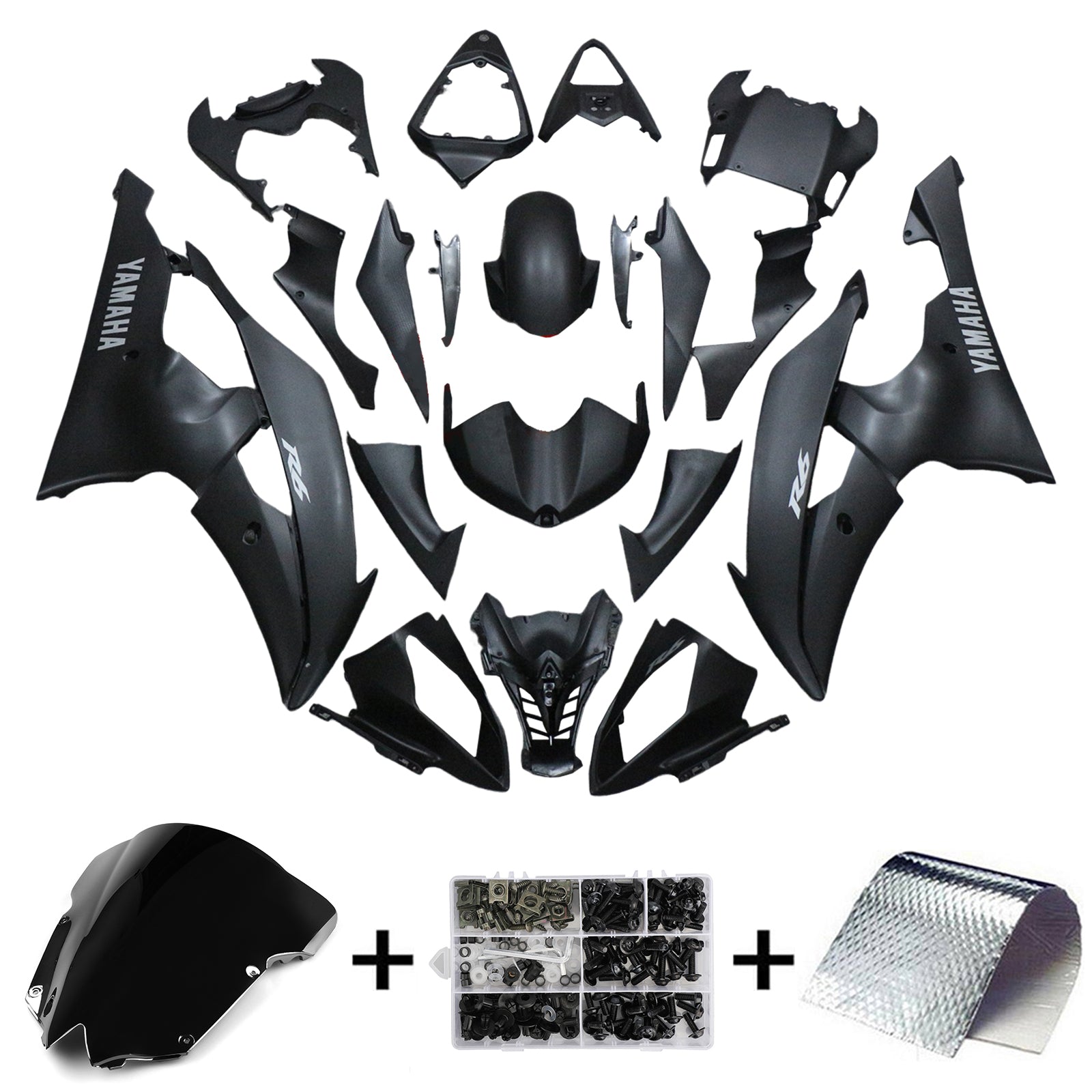 Amotopart 2008–2016 Yamaha YZF 600 R6 Black Style2 Verkleidungsset