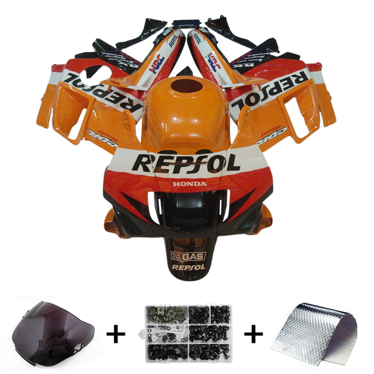 Amotopart 1991-1994 ホンダ CBR600 F2 オレンジ ホワイト ブラック フェアリングキット