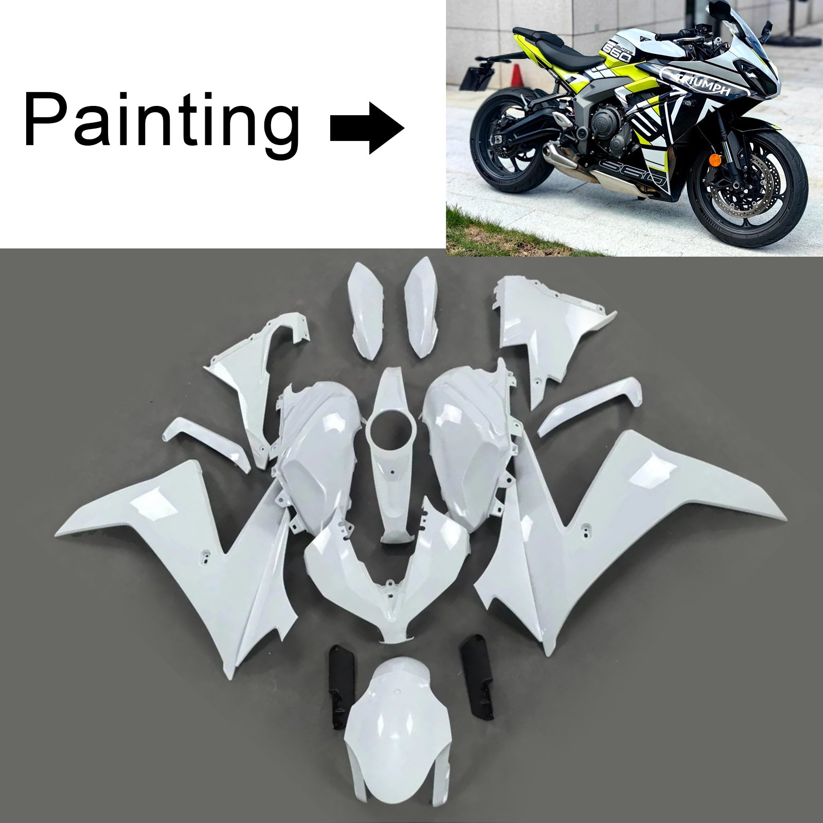 Amotopart 2024-2025 Triumph Daytona 660 Kit de carenado negro blanco amarillo