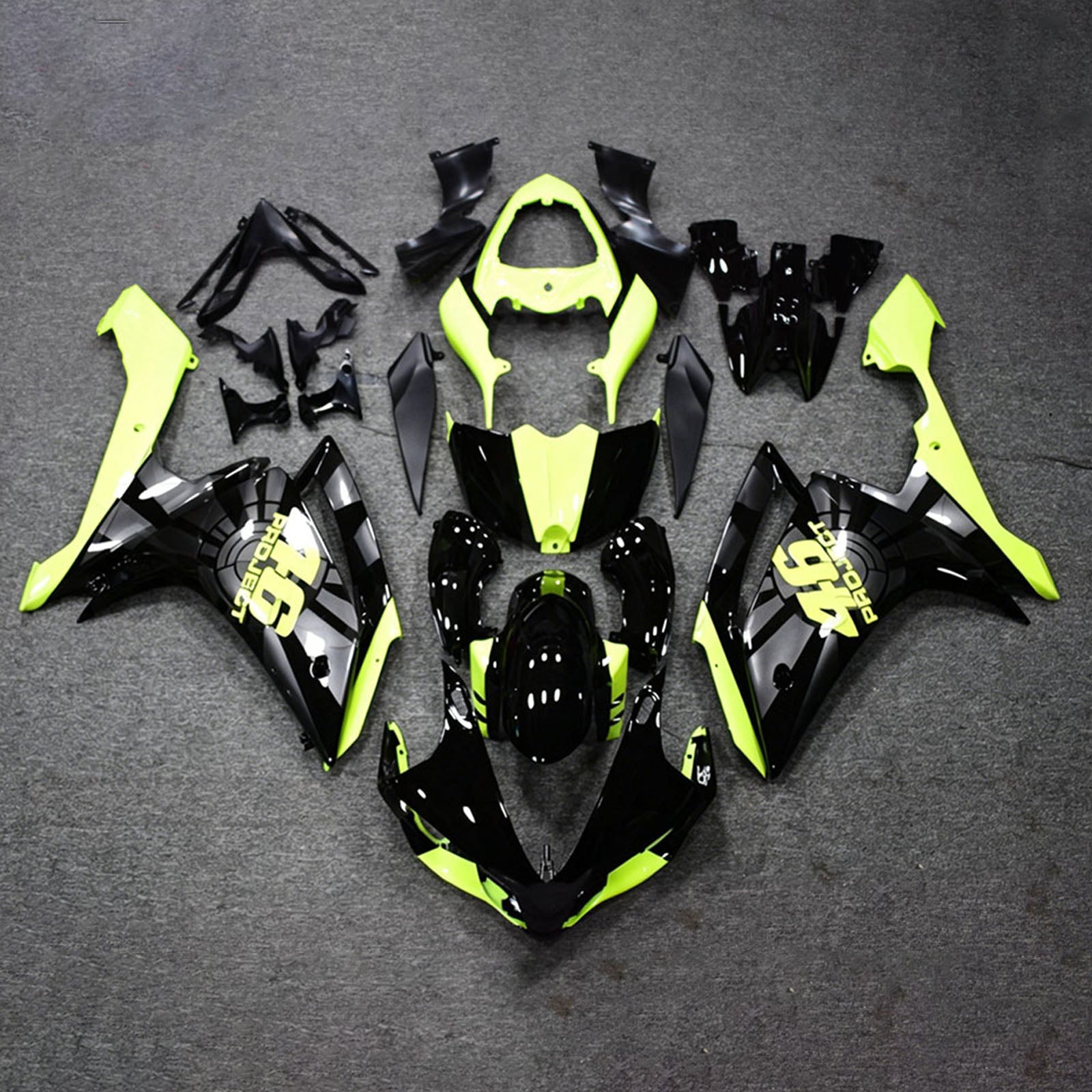 Amotopart 2007-2008 Yamaha YZF 1000 R1 sort/gul kåbesæt