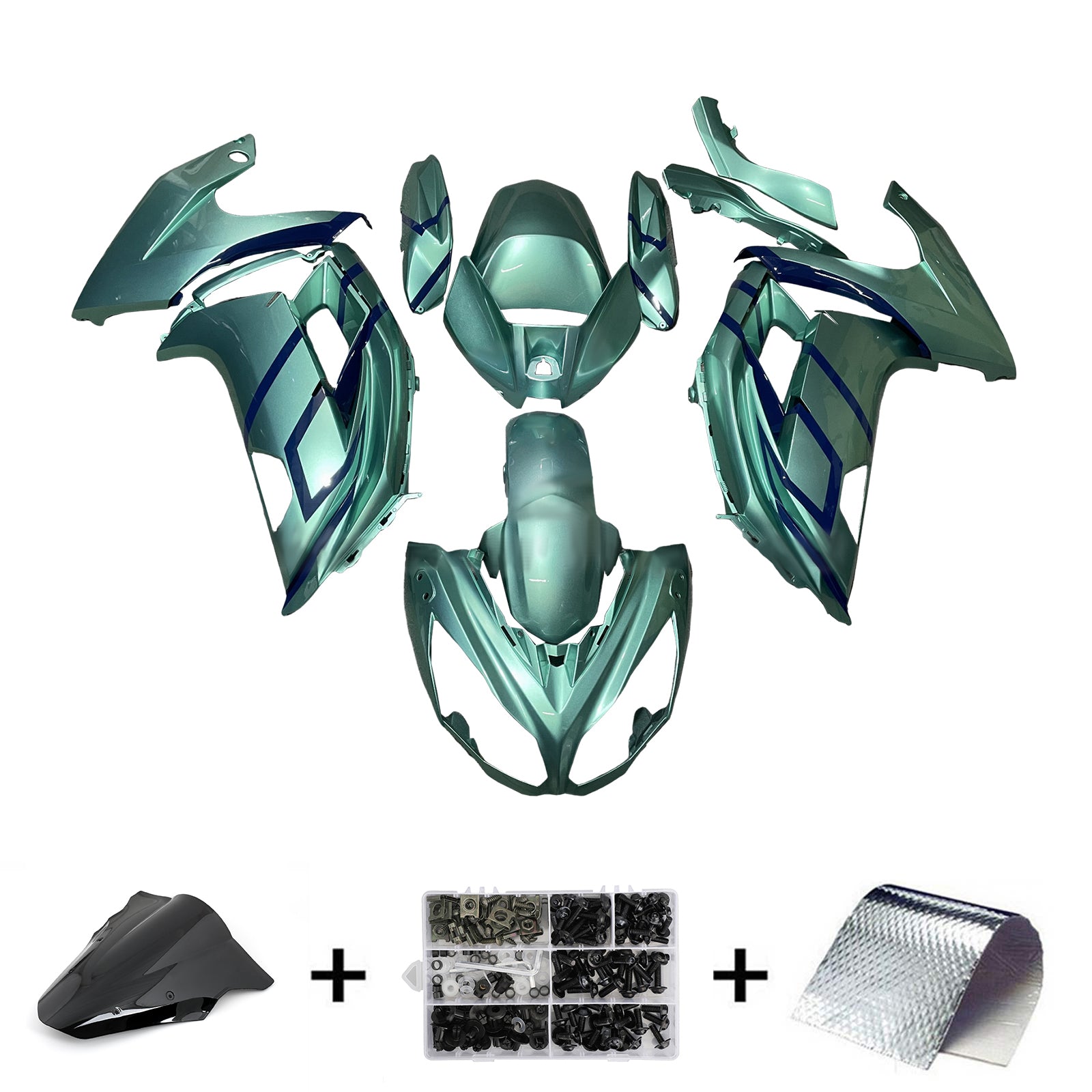 Amotopart 2012-2016 Kawasaki Ninja 650 ER6F Light Green Fairing Kit