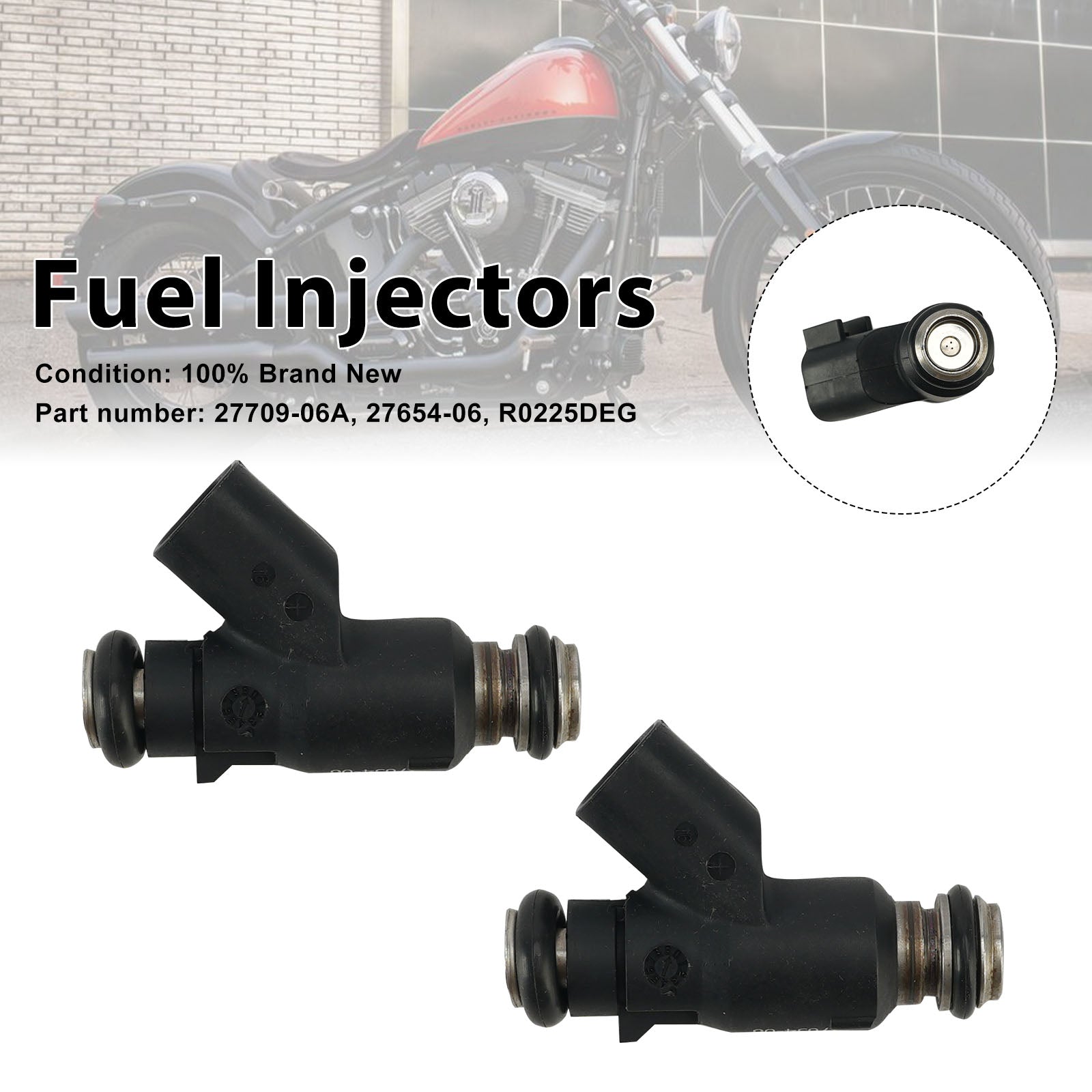 Dyna Cross Bones 25 grados 2PC 27654-06 Inyectores de combustible 27709-06A