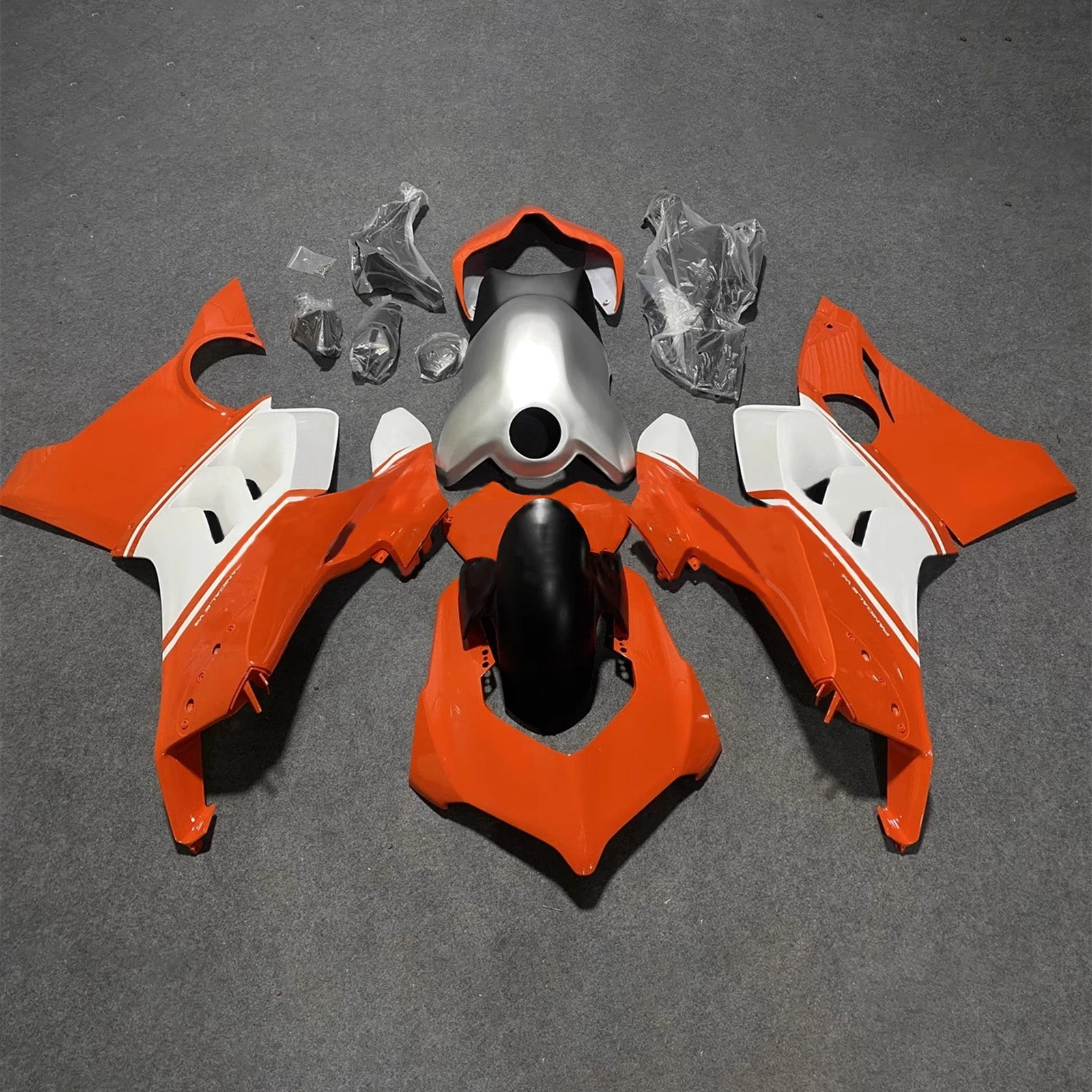 Kit de carénage Amotopart Ducati Panigale 20-21 V4 V4S & 21-22 V4SP & 19-22 V4R orange blanc