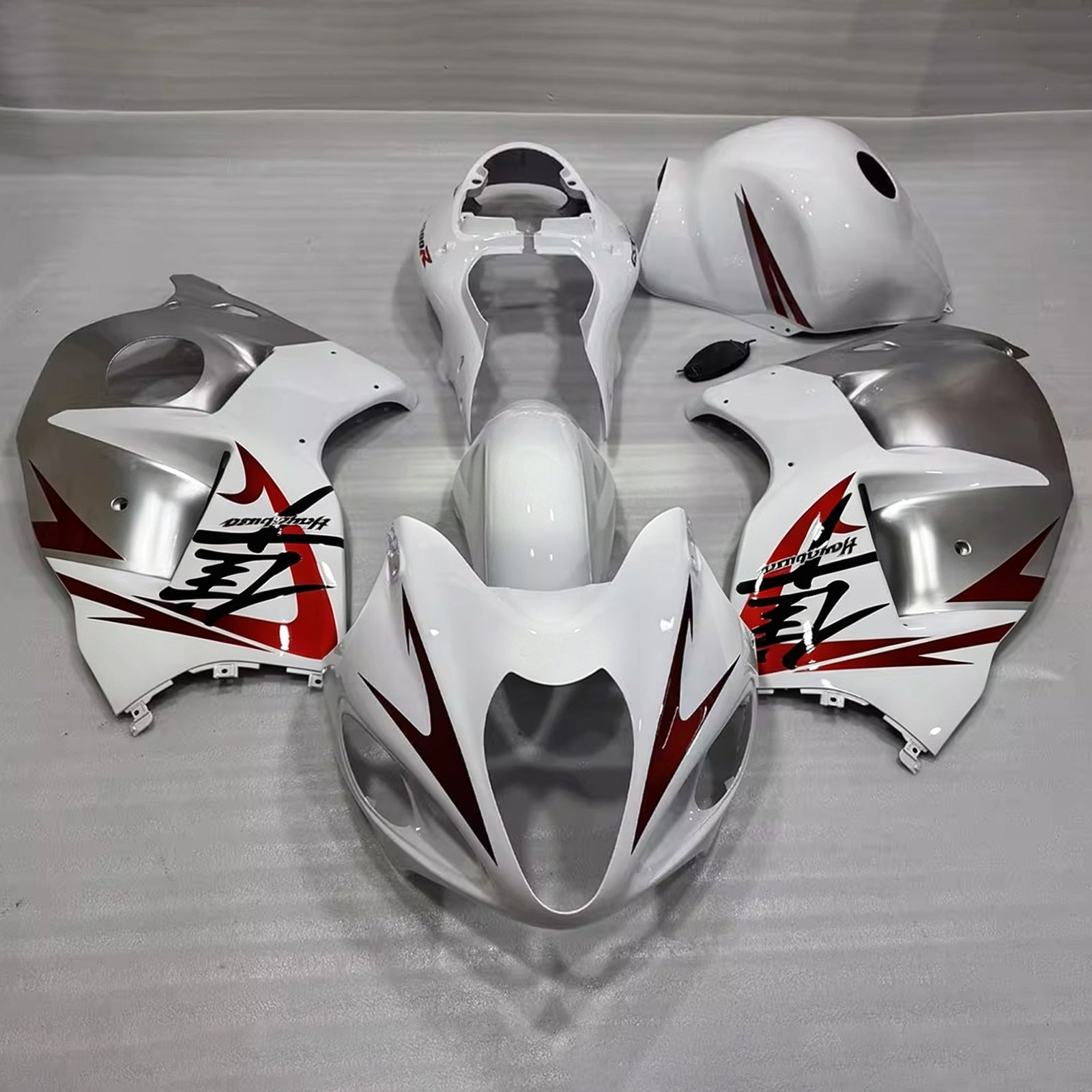 Amotopart 1999-2007 Suzuki Hayabusa GSX1300R White/Silver Fairing Kit
