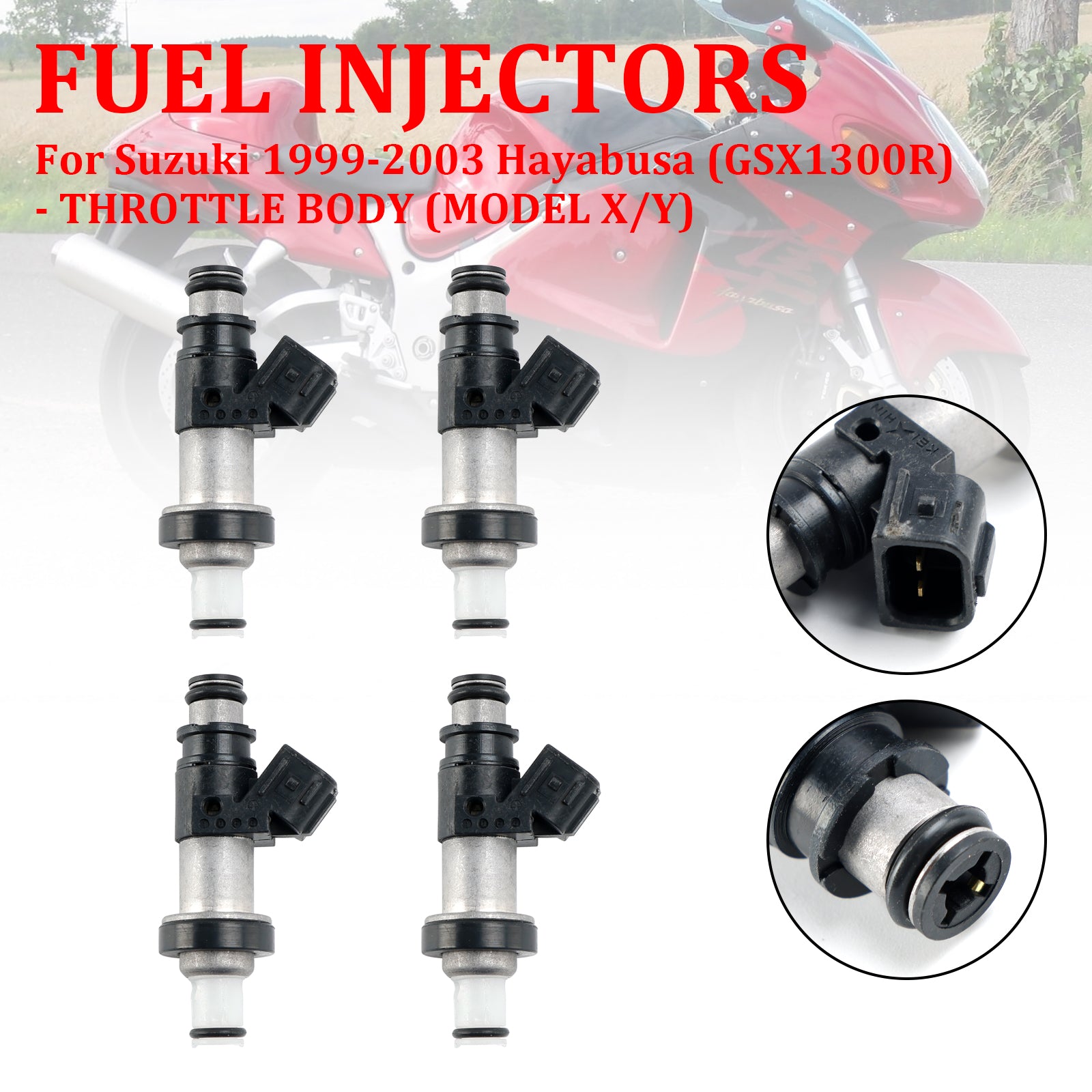 4PCS Suzuki GSX-R750 GSX-R600 GSX1300R Fuel Injectors 06164-P8E-A00 15710-24F00