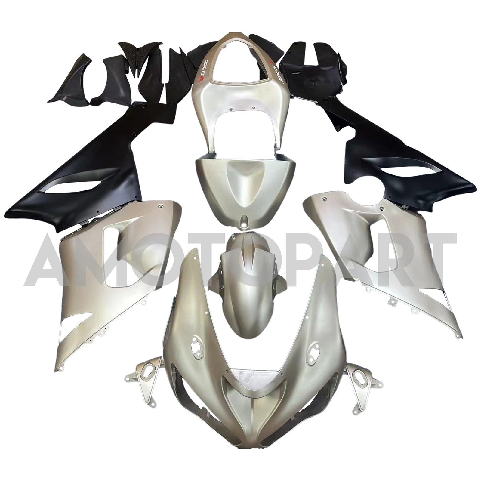 Amotopart 2005-2006 Kawasaki ZX6R 636 Sliver Fairing Kit