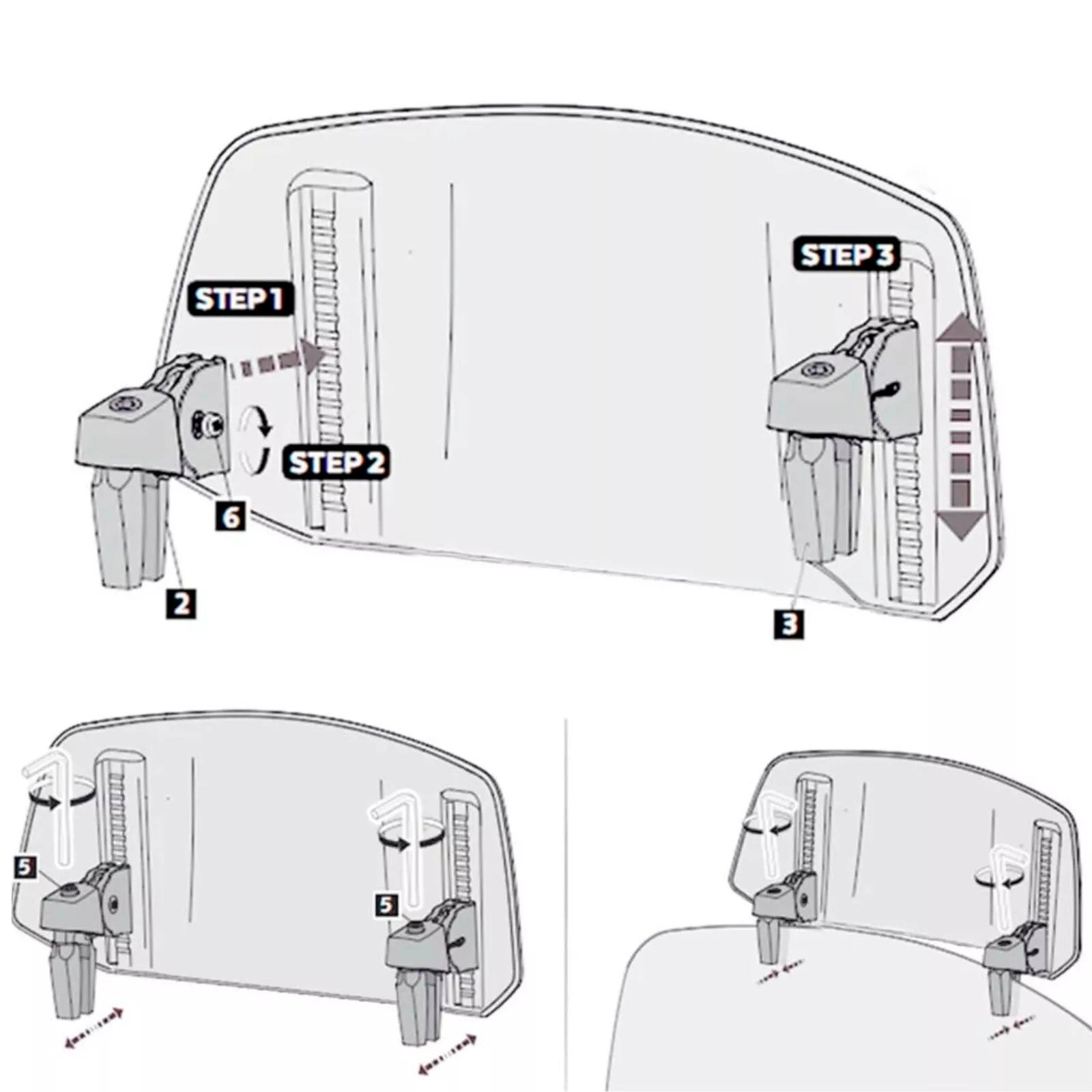 Universal Adjustable Windshield Clip On Wind Screen Deflector Extension Spoiler