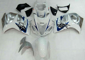 Amotopart 2008-2020 Suzuki Hayabusa GSX1300R White&Silver Fairing Kit