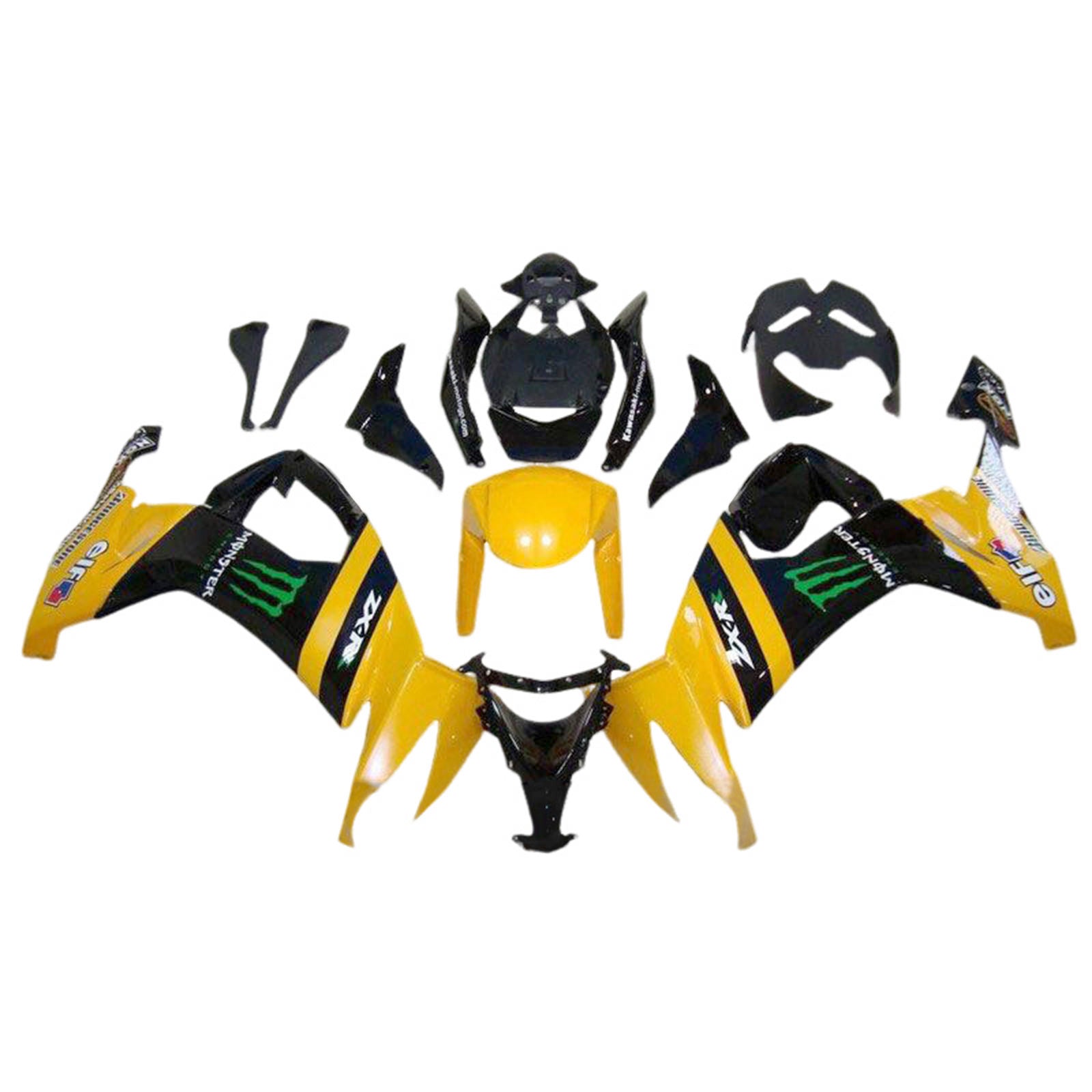 Amotopart 2008-2010 Kawasaki ZX10R Kit de carénage jaune noir