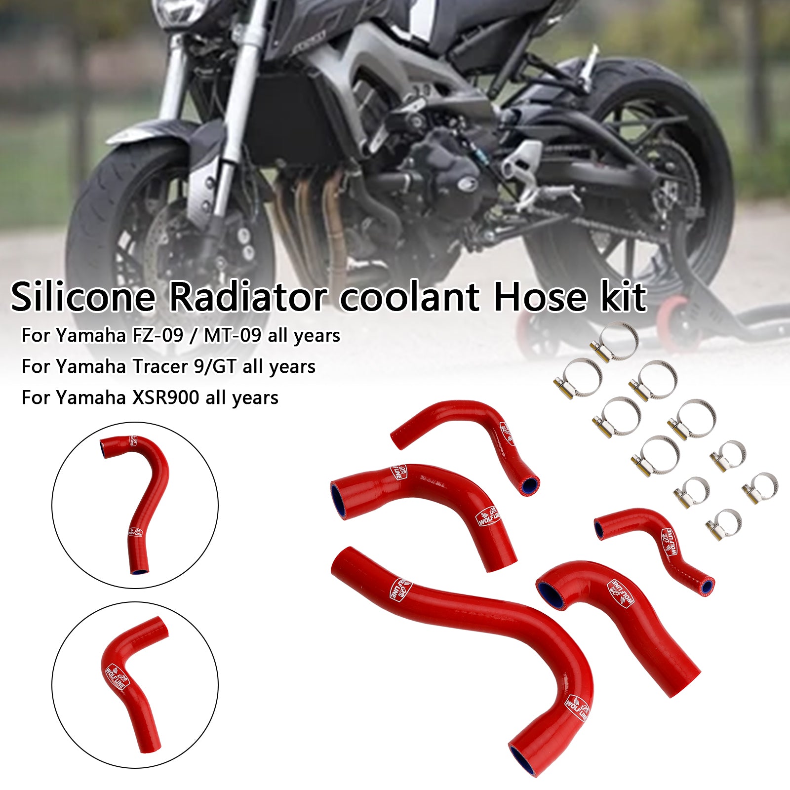 All Years Yamaha MT-09 XSR900 Tracer 9/GT Silicone Radiator coolant Hose