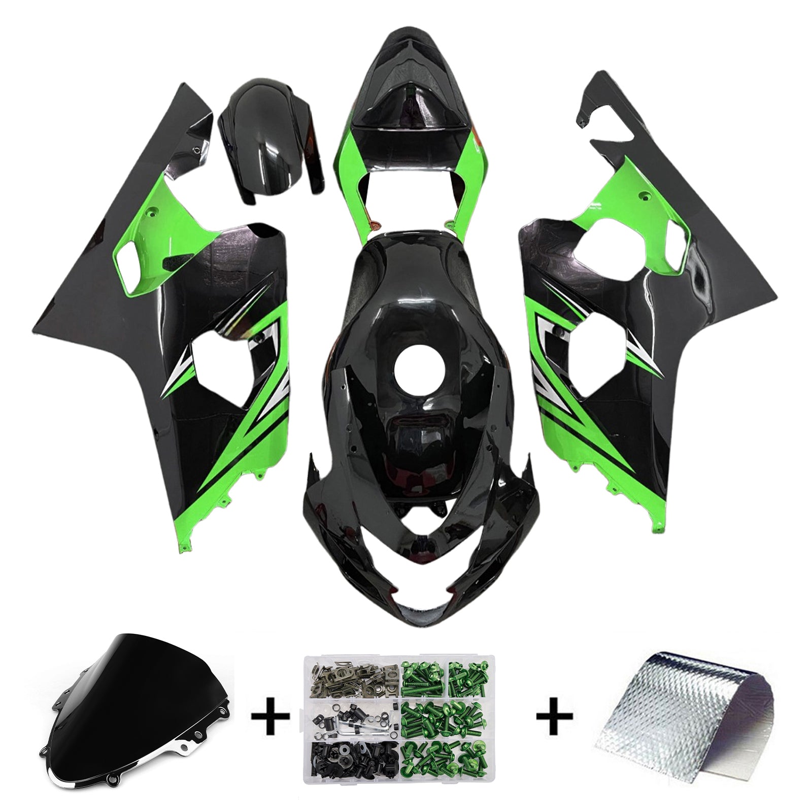 Amotopart 2004-2005 Suzuki GSXR 600/750 Black Green Fairing Kit
