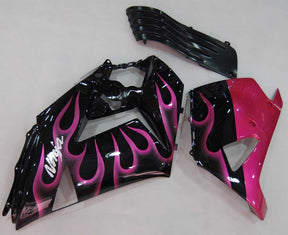 Amotopart 2006–2011 Kawasaki ZX14R Verkleidungsset in Schwarz mit rosa Flamme