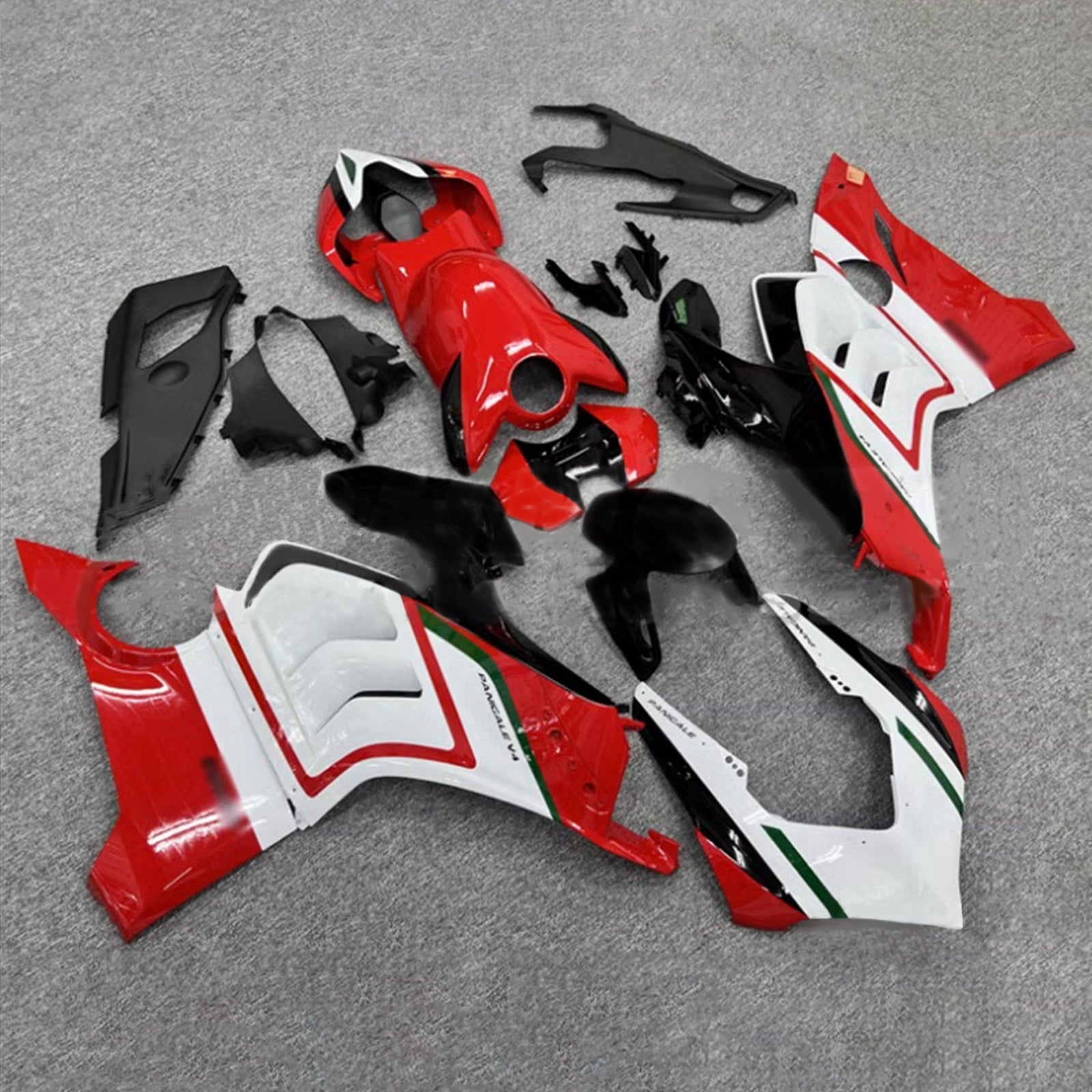 Amotopart Kit carena Ducati Panigale 20-21 V4 V4S & 21-22 V4SP & 19-22 V4R Nero lucido Bianco Rosso