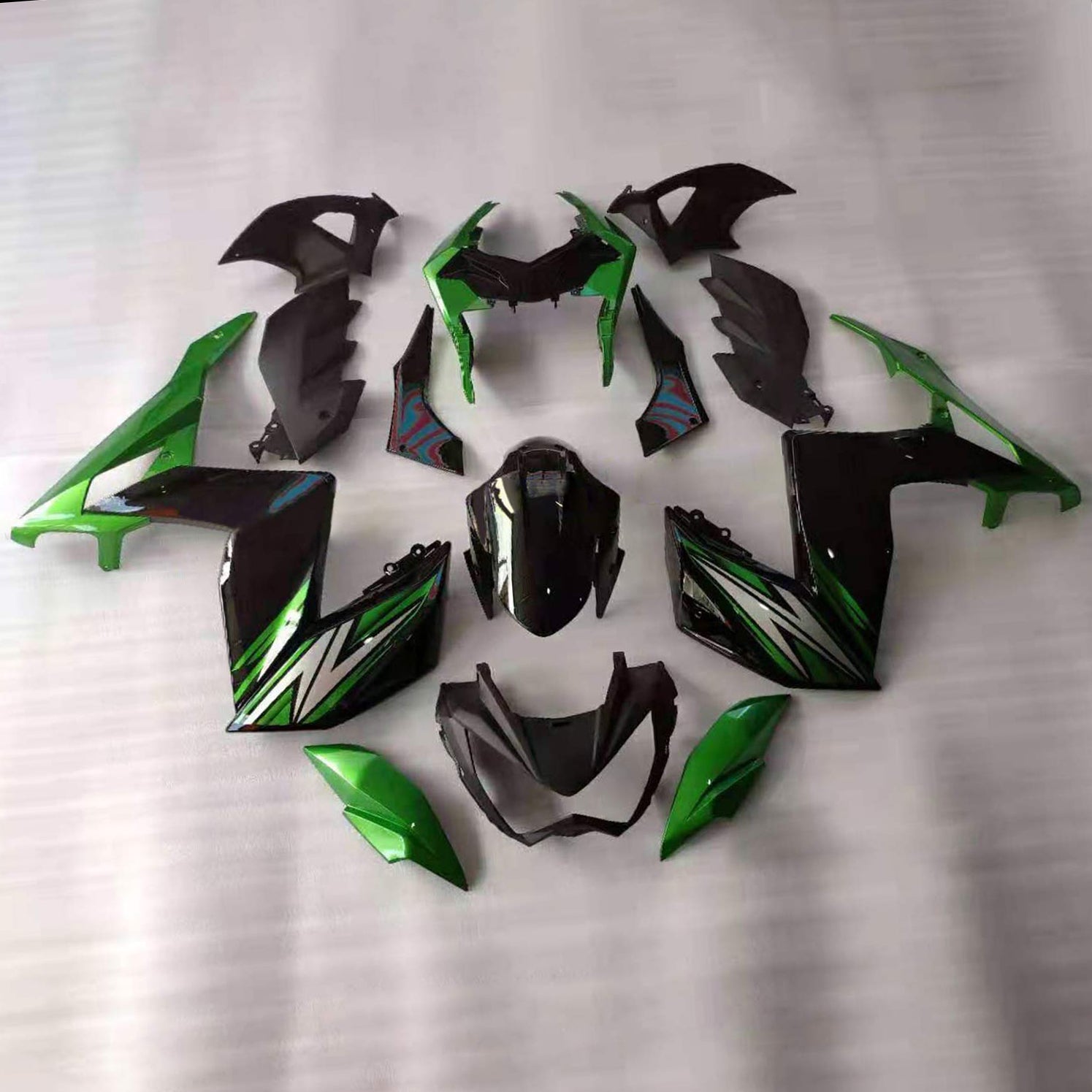 Amotopart 2015-2016 Z250 Z300 Kawasaki Green&Black Style1 Fairing Kit