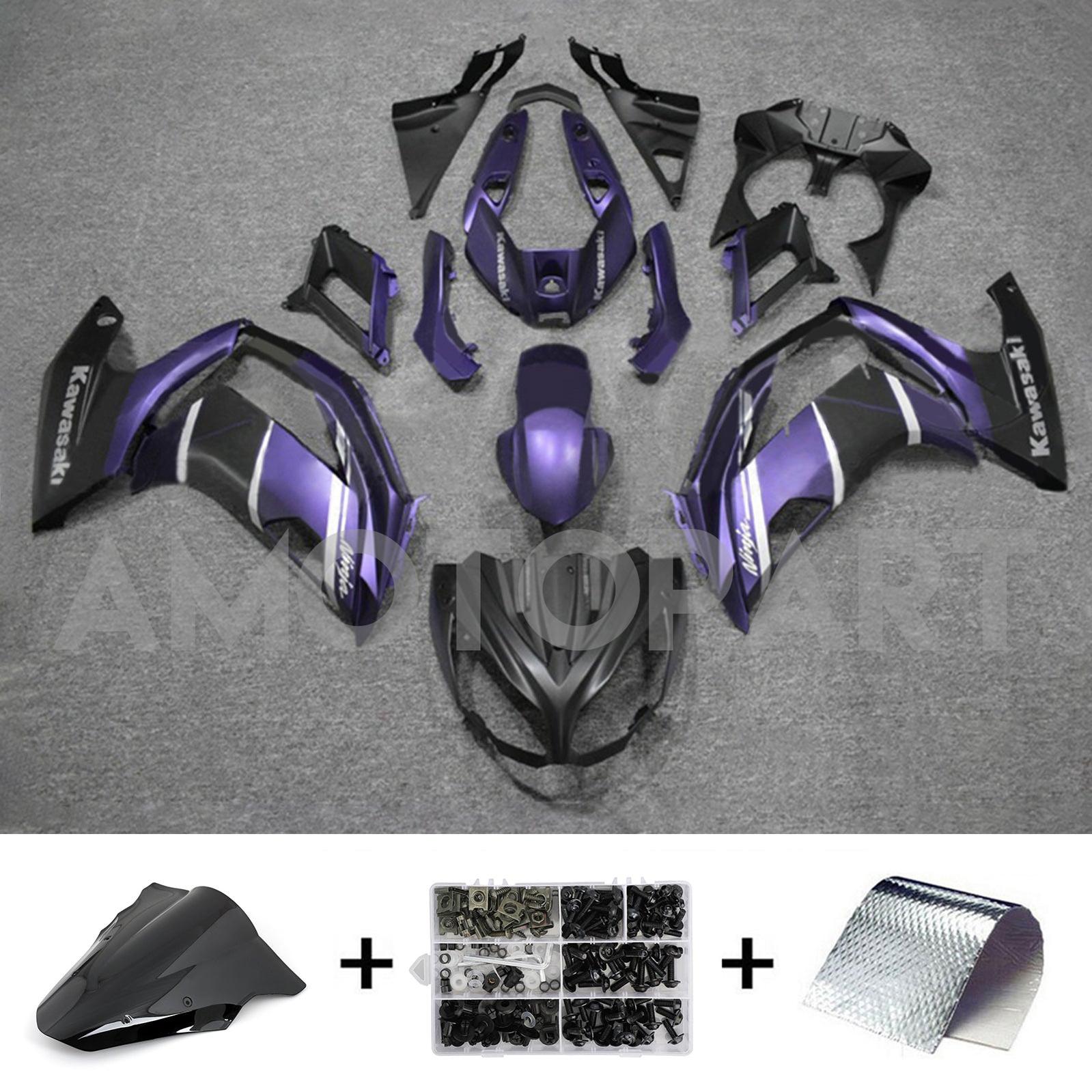 Amotopart 2012-2016 Kawasaki ER6F/Ninja650 Matte Purple&Black Fairing Kit