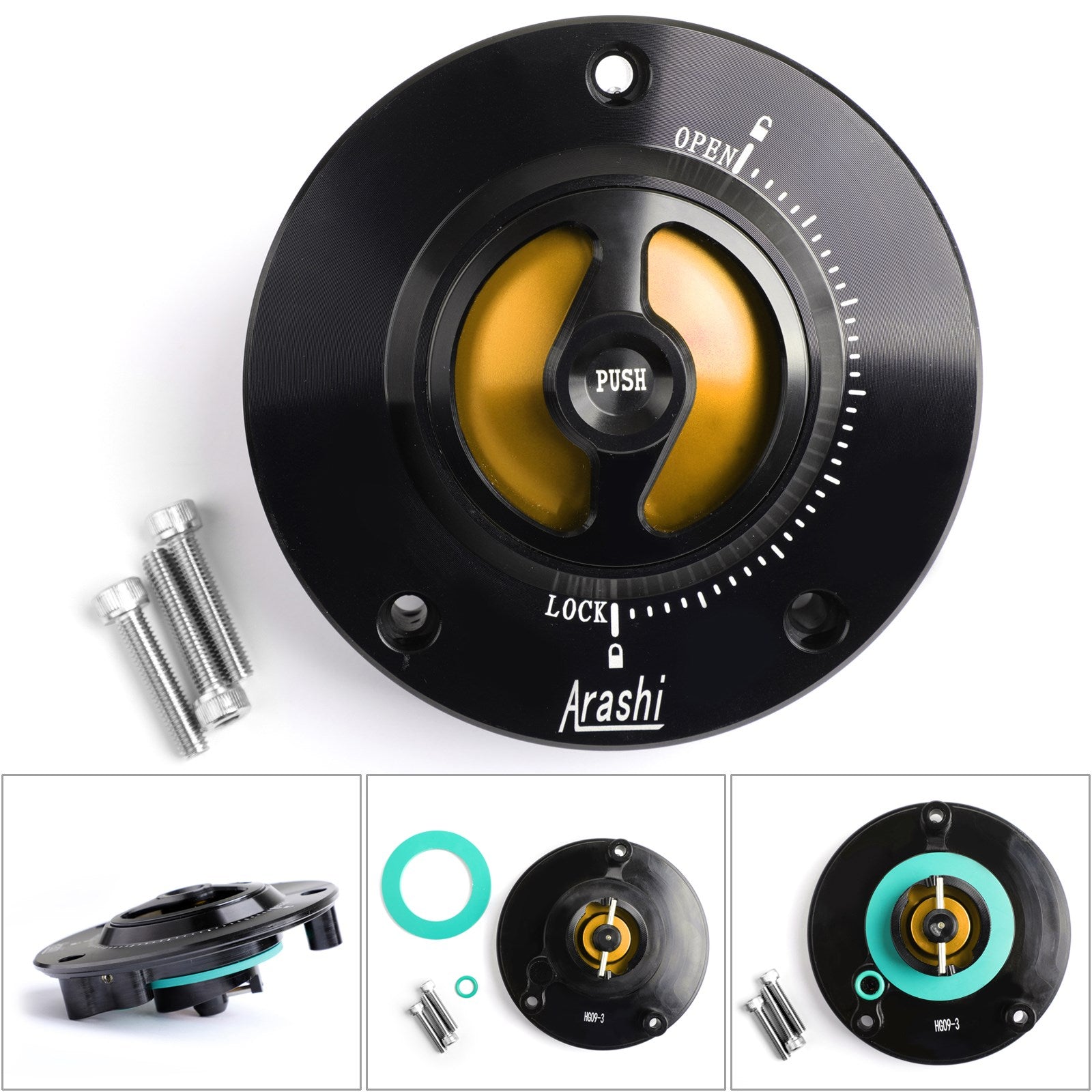 07-18 Suzuki GSX1300R Hayabusa CNC Keyless Fuel Gas Tank Cap Gold