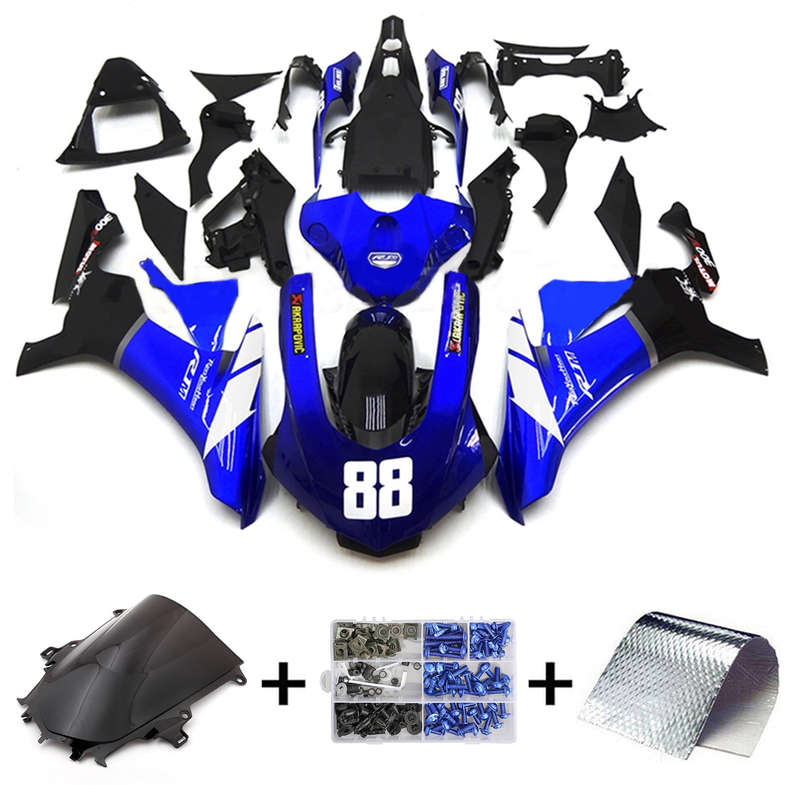 Amotopart Yamaha YZF 1000 R1 2015–2019 glänzend dunkelblaues Verkleidungsset