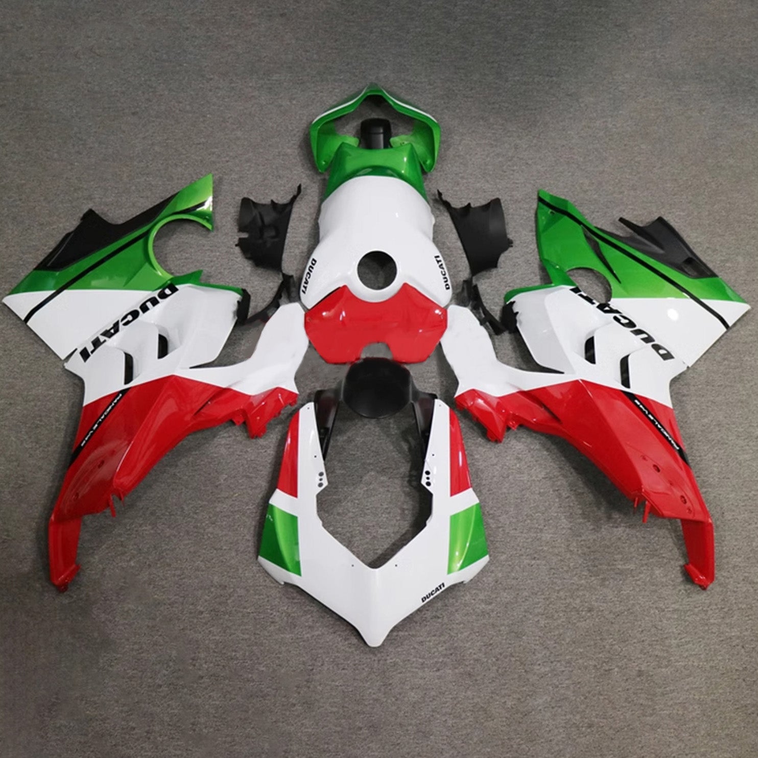 Amotopart Ducati Panigale 20-21 V4 V4S & 21-22 V4SP & 19-22 V4R Kit de carénage blanc rouge et vert