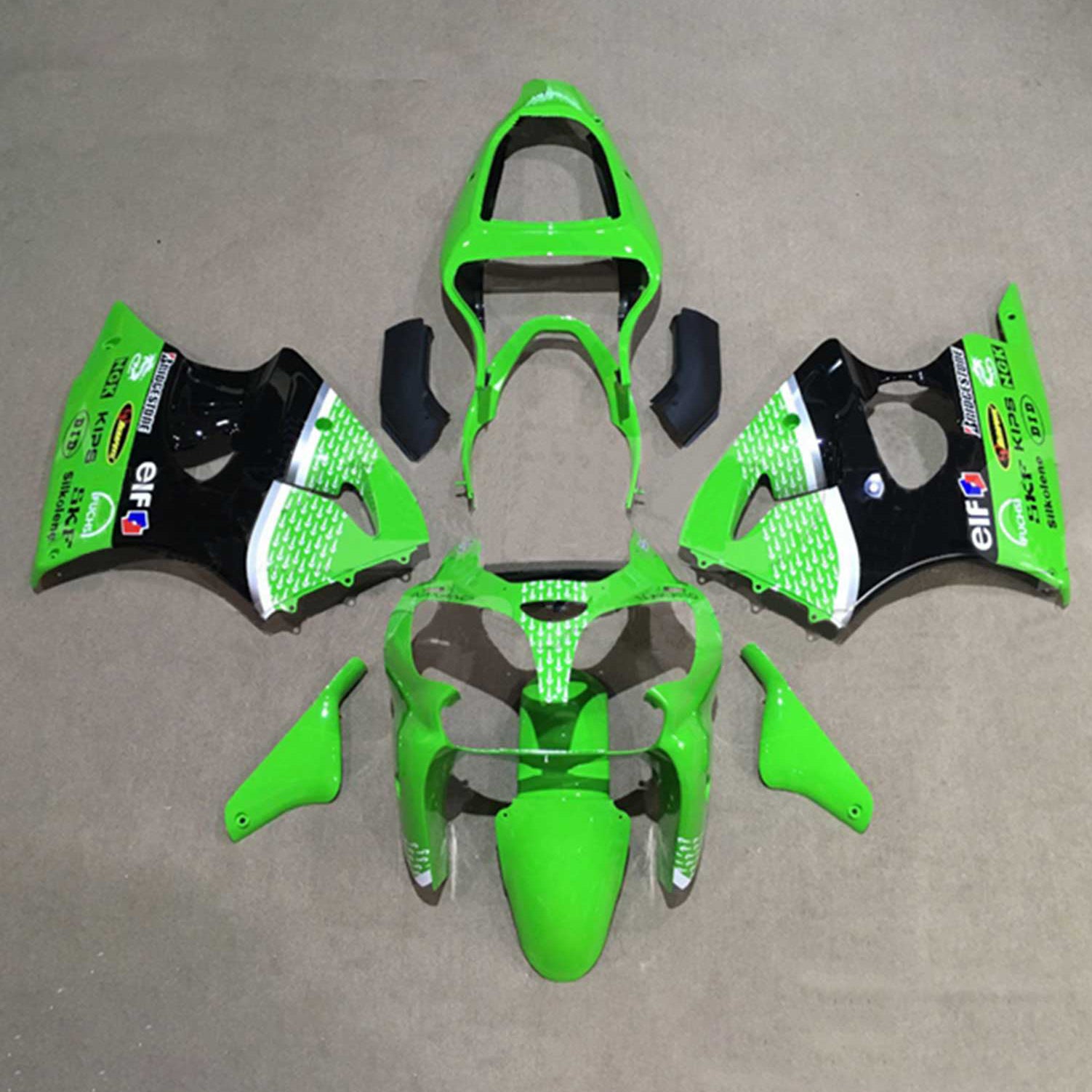 Amotopart ZX6R 636 2000-2002 ZZR600 2005-2008 Kawasaki Green&Black Fairing Kit