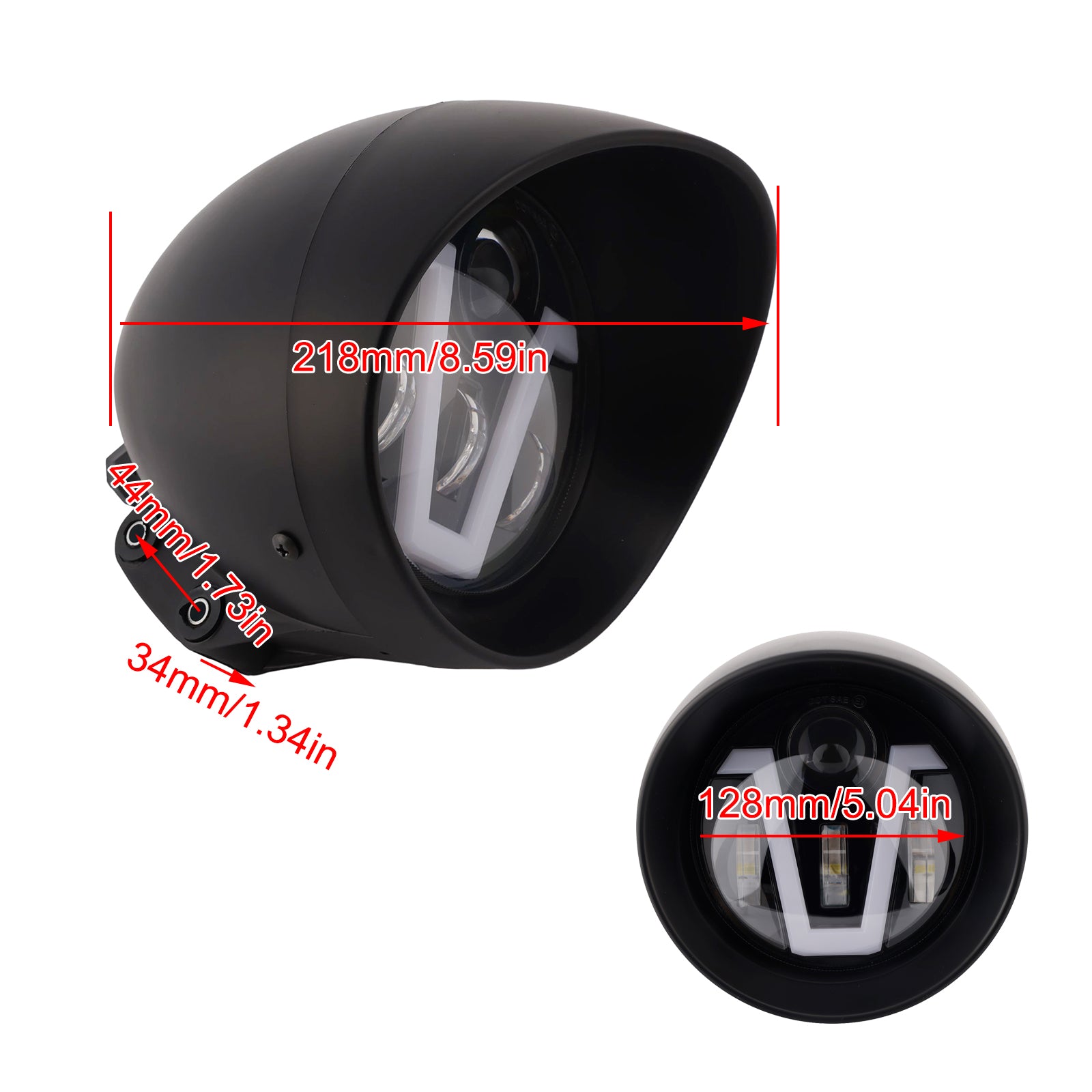 5.75" Motorcycle Spotlight Headlight Led 4000lm For Cruise Cafe Racer Chrome