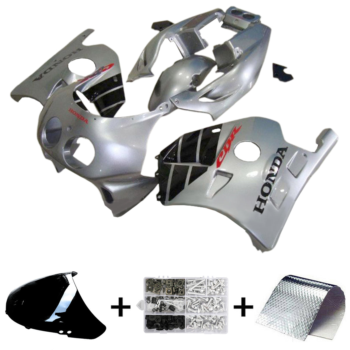 Amotopart 1990-1998 Honda CBR250RR MC22 Kit carena argento nero