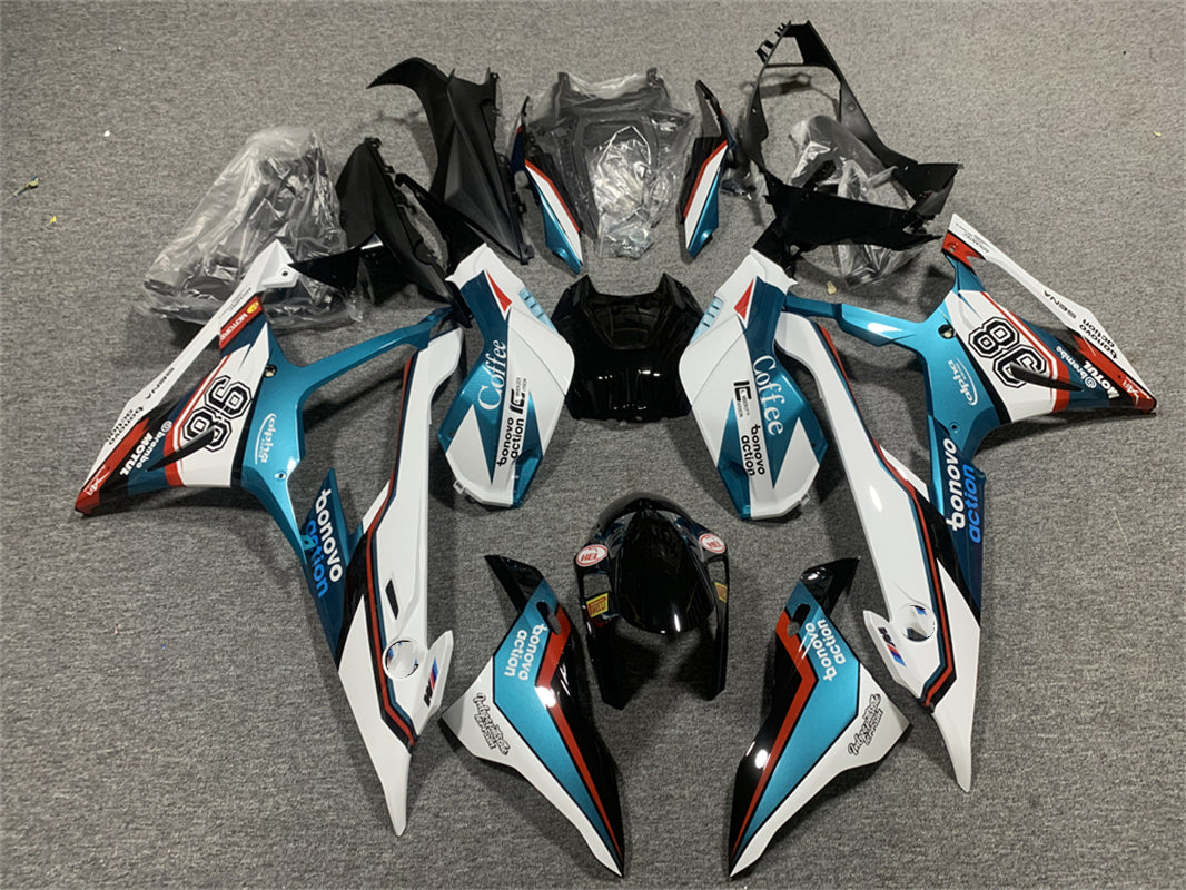 Kit de carénage Amotopart BMW S1000RR 2019-2022 bleu et blanc Style1