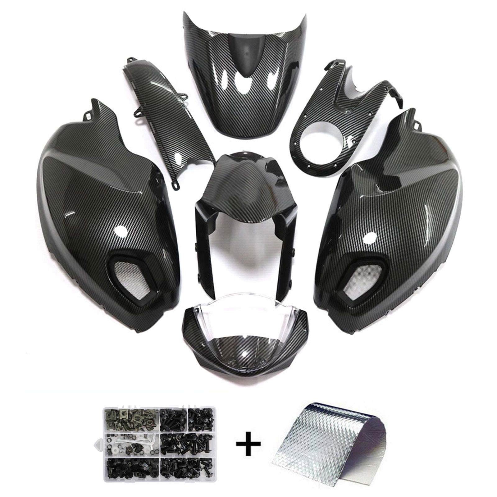 Amotopart Kit de carénage noir en fibre de carbone Ducati Monster 696 796 1100 S EVO toutes années