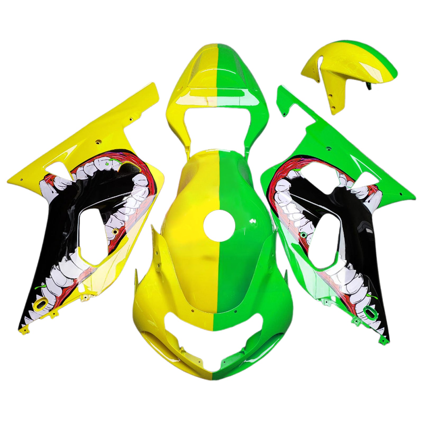 Amotopart Suzuki 00-03 GSXR 750 & 01-03 GSXR 600 Green Yellow Fairing Kit