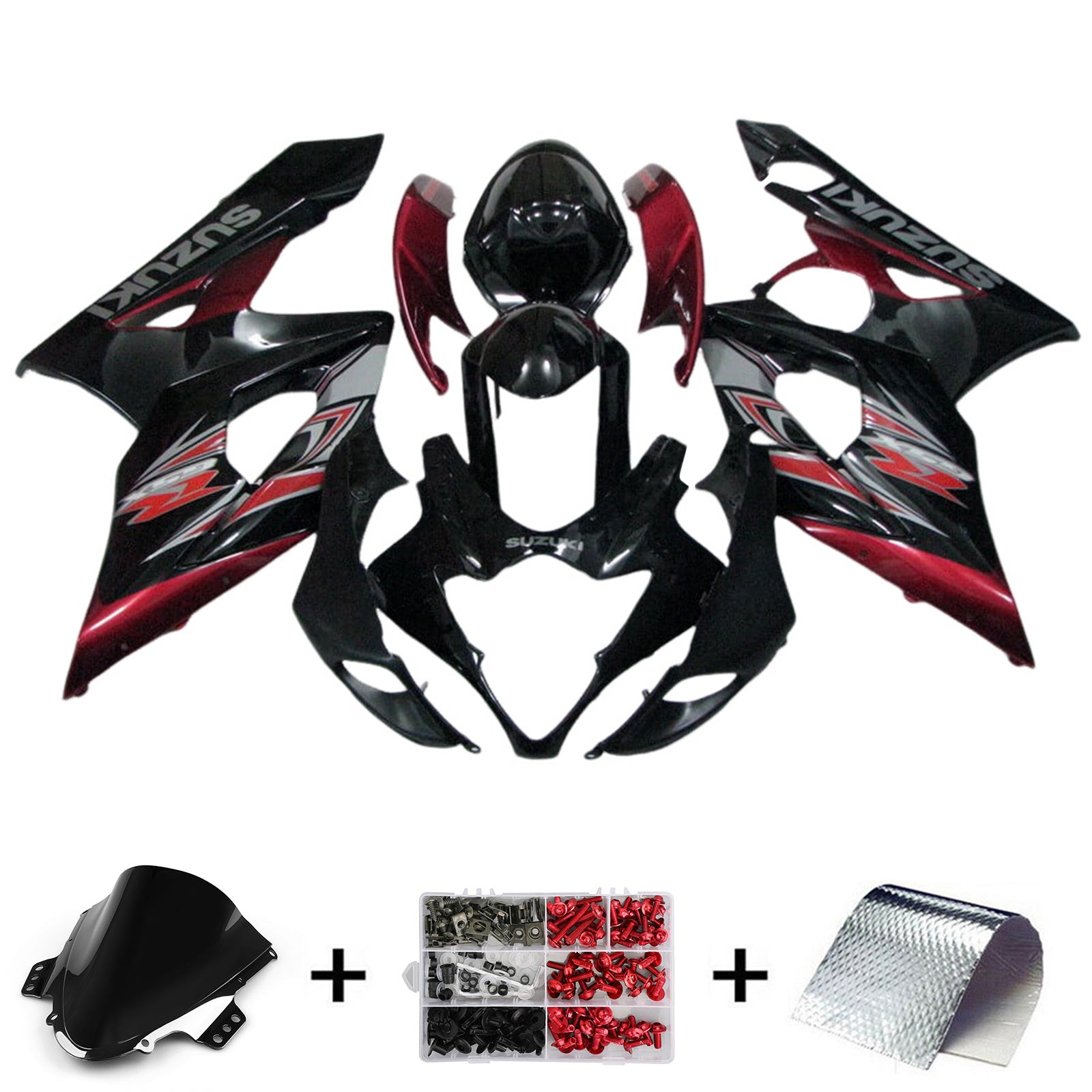 Amotopart 2005-2006 K5 GSXR1000 Suzuki Rojo y Negro Style4 Kit de carenado