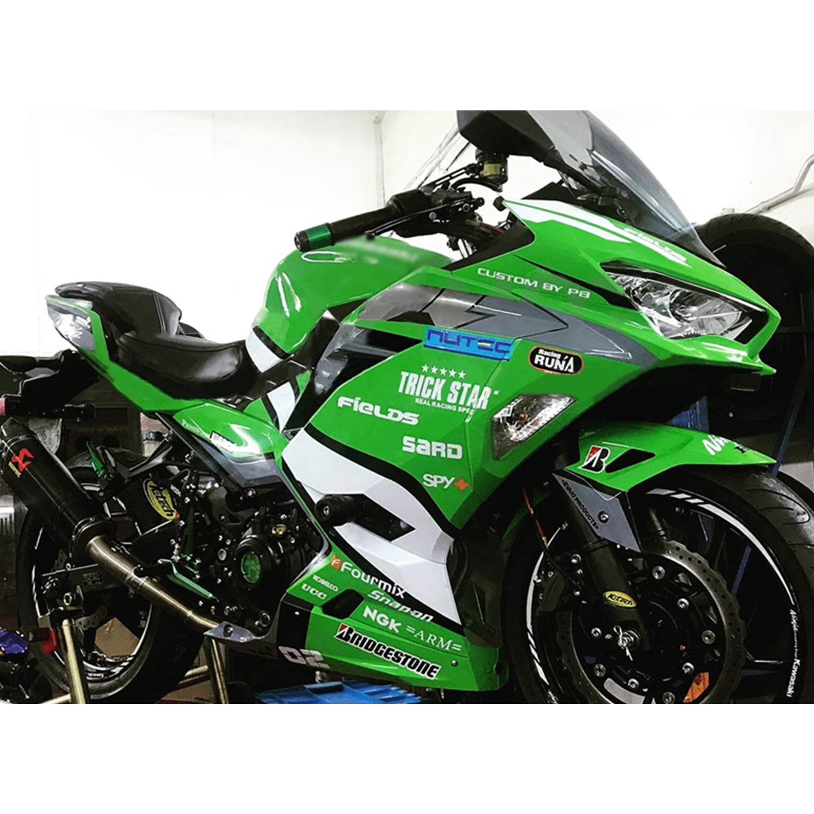 Kit carena verde Amotopart 2018-2024 Kawasaki EX400 Ninja400