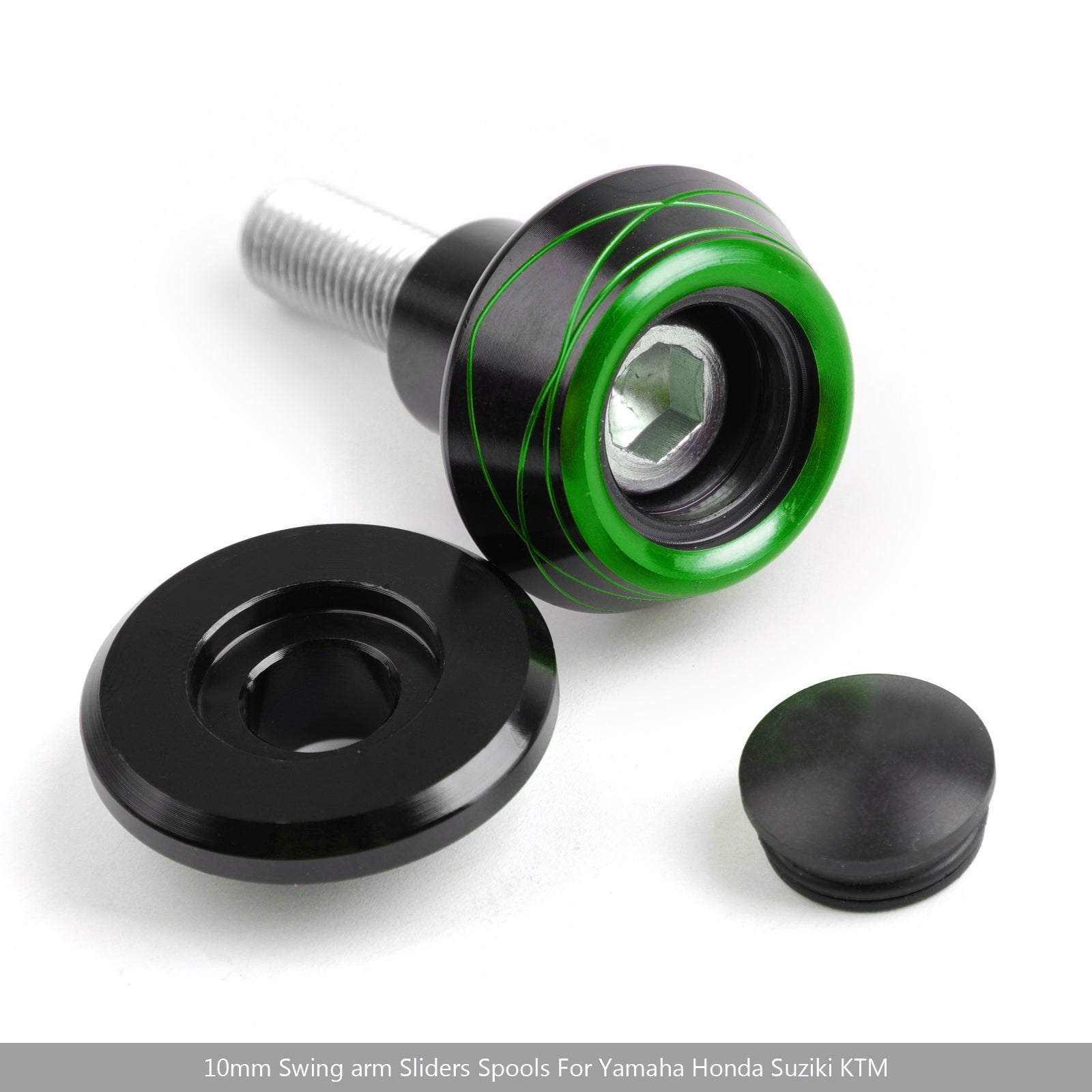 Universal KAWASAKI ZX10R Z800 Z1000 Verde 2x10mm CNC Carretes basculantes para motocicleta Slider