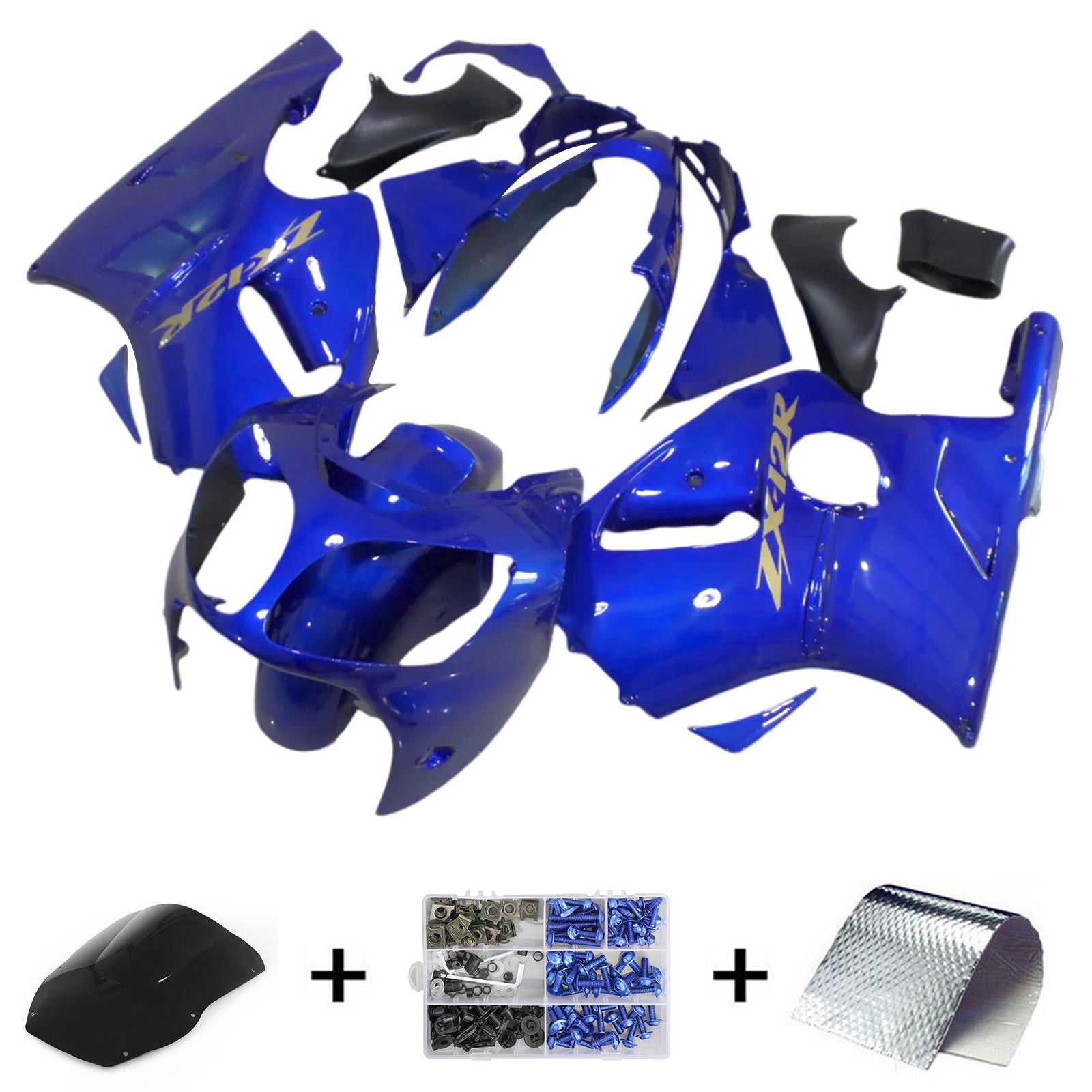 Amotopart 2000-2001 Kawasaki ZX12R Blue Fairing Kit