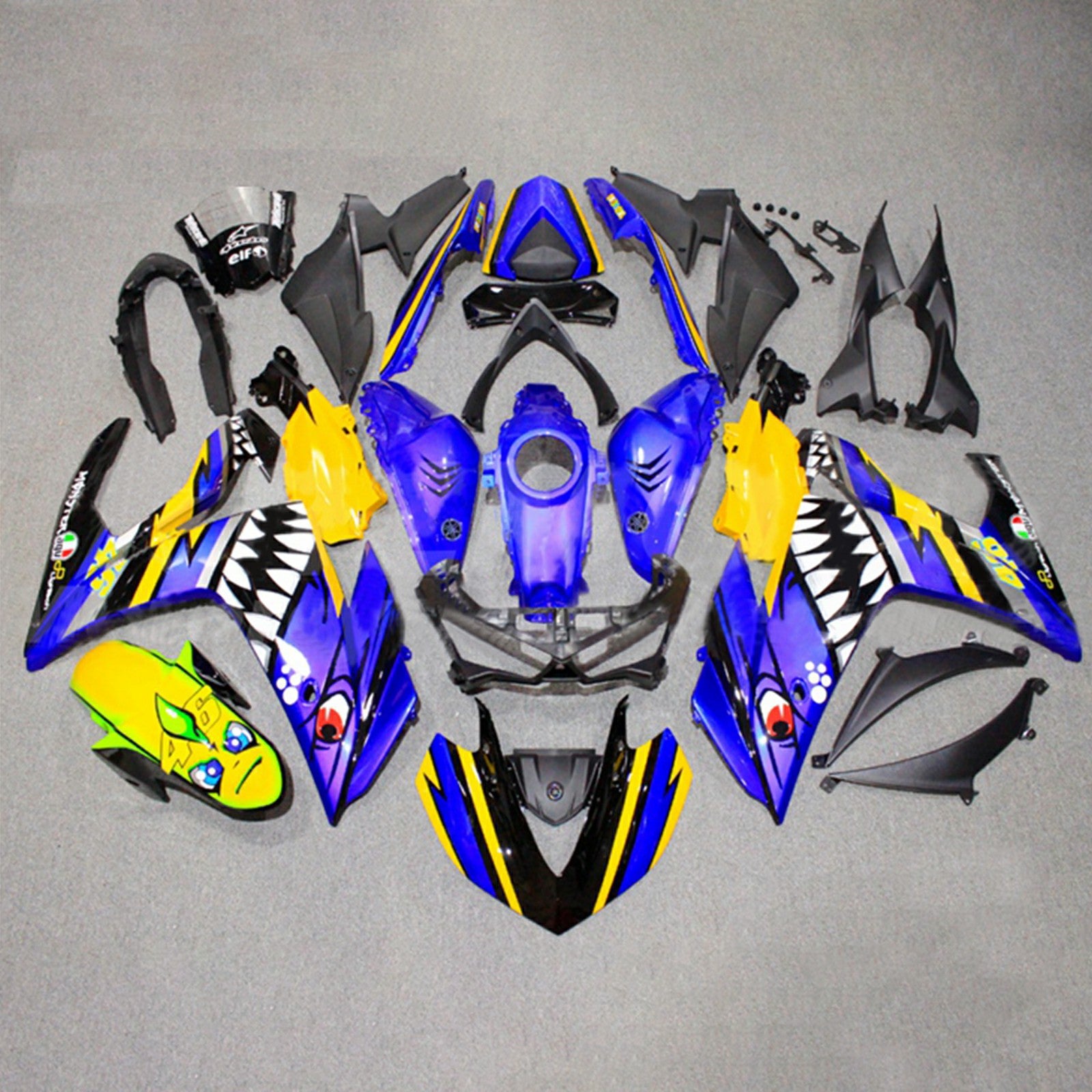 Amotopart YZF-R3 2014-2018 R25 2015-2017 Yamaha Blue&Yellow Style3 Fairing Kit