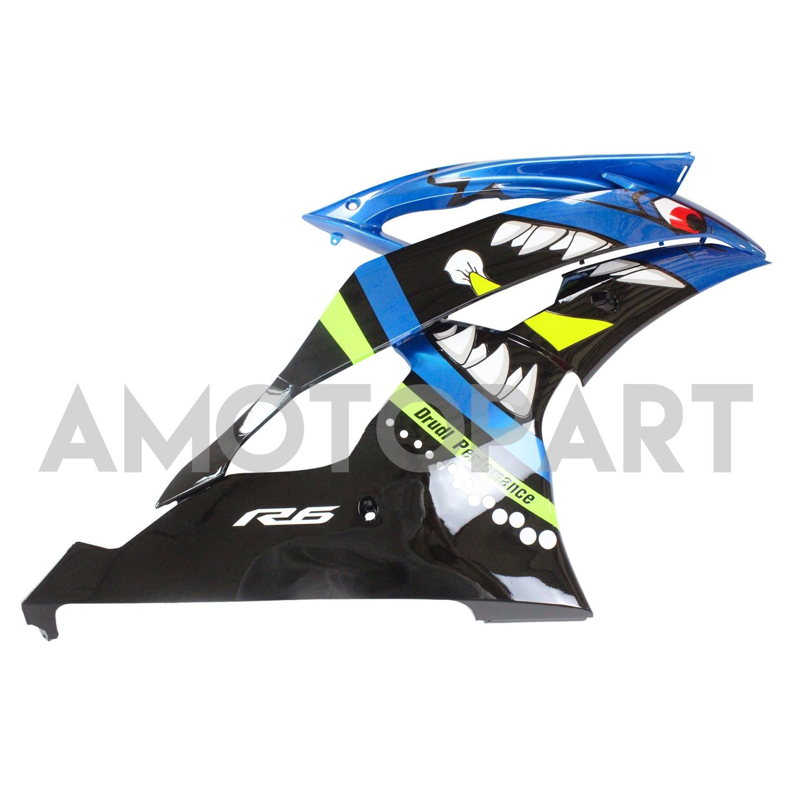 Amotopart 2008-2016 YZF 600 R6 Yamaha Blau&Green Monster Verkleidungskit