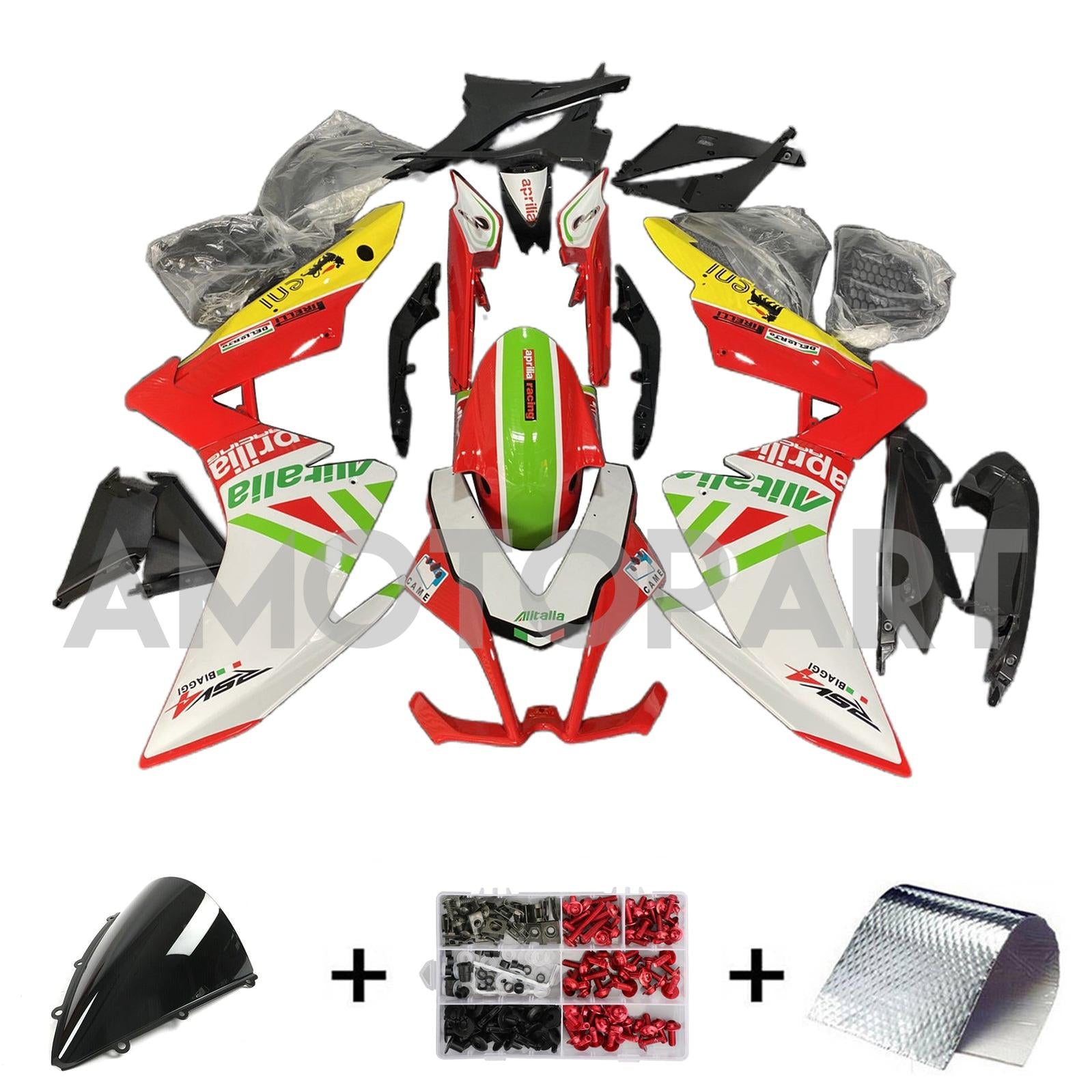 Amotopart 2009-2015 RSV4 1000 Aprilia Red&Green Style4 Fairing Kit