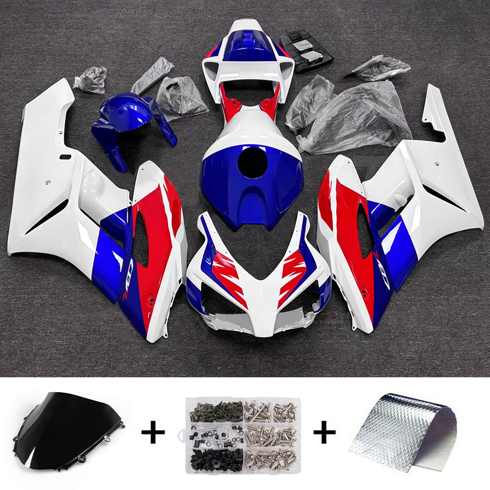 Amotopart 2004-2005 Honda CBR1000RR White Blue Fairing Kit