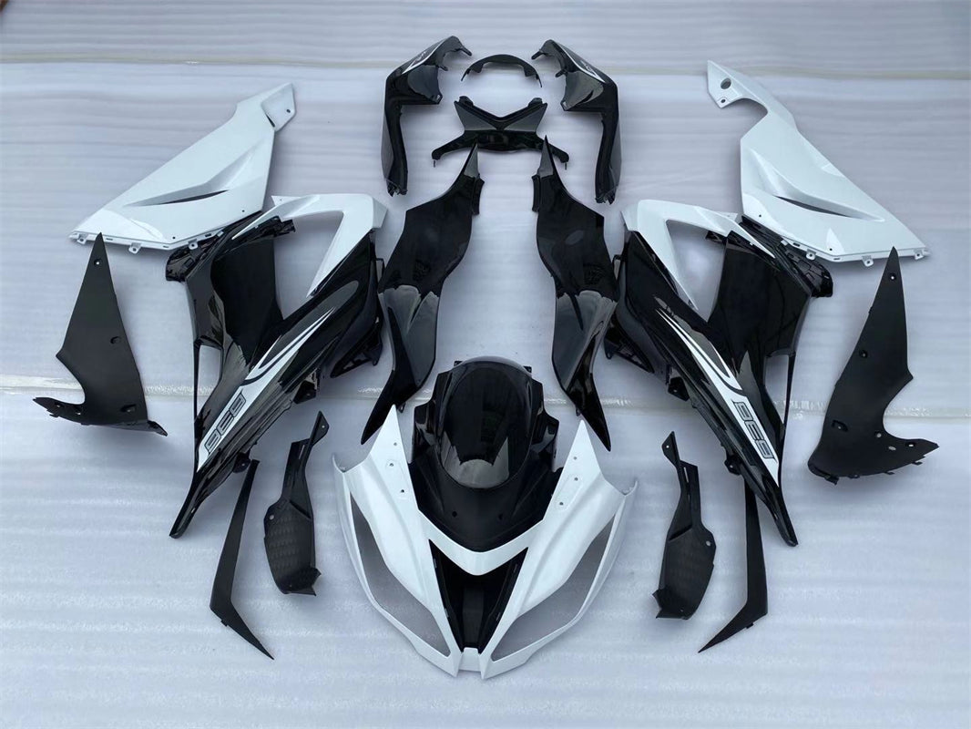 Kit de carénage Amotopart Kawasaki ZX6R 636 2013-2018 noir et blanc