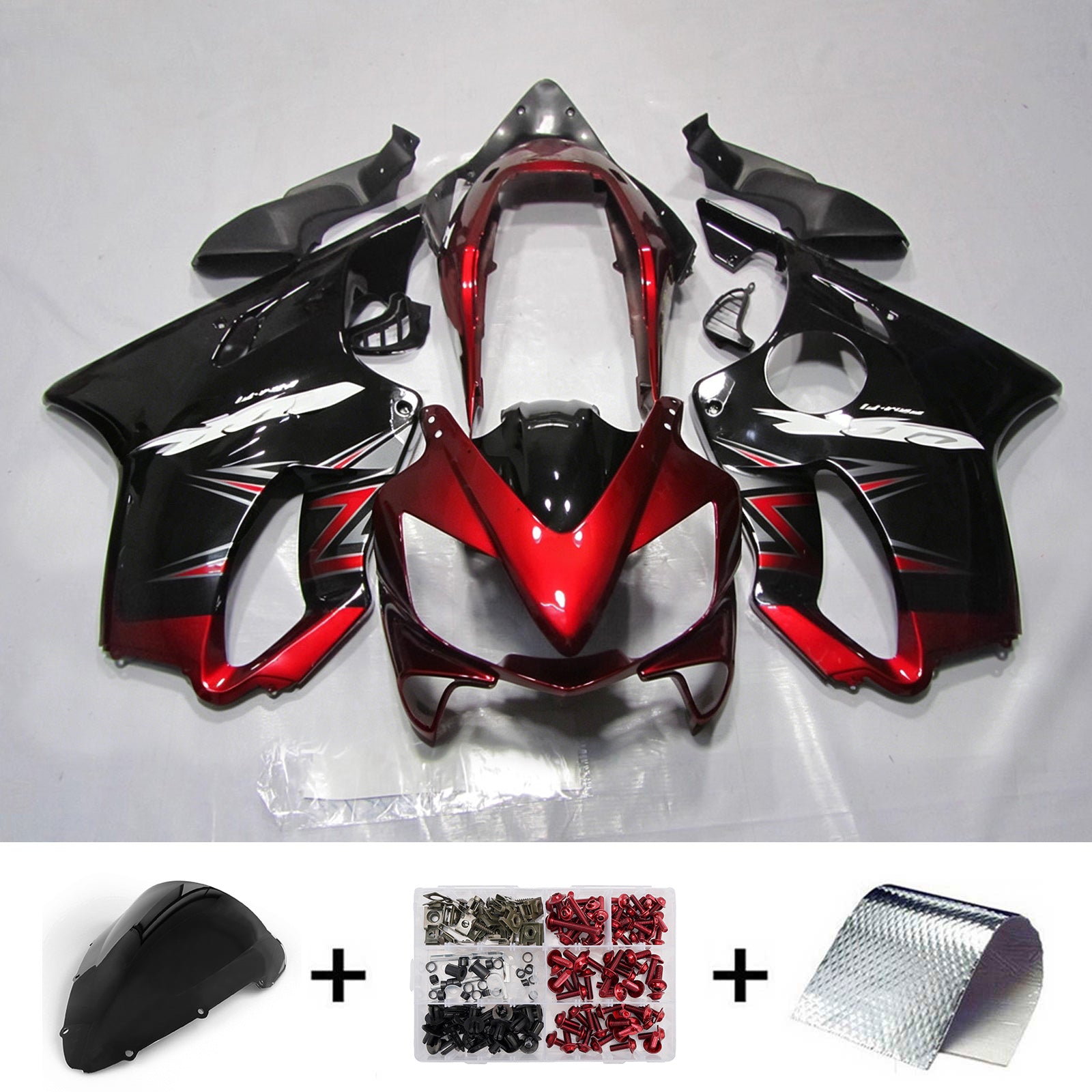 Amotopart 2004-2007 Honda CBR600 F4i Black/Red Fairing Kit