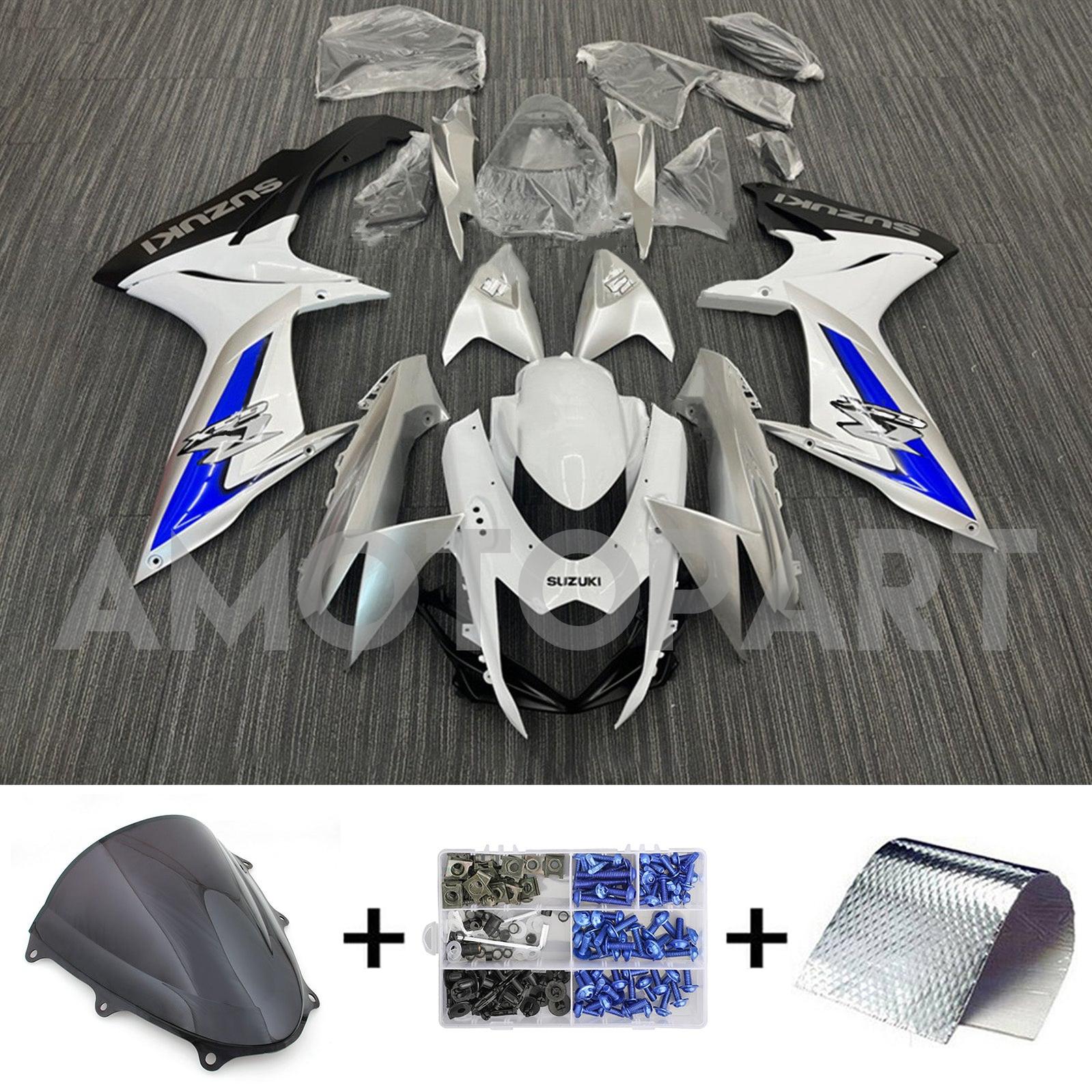 Amotopart 2011-2025 GSXR 600/750 Suzuki White&Blue Fairing Kit