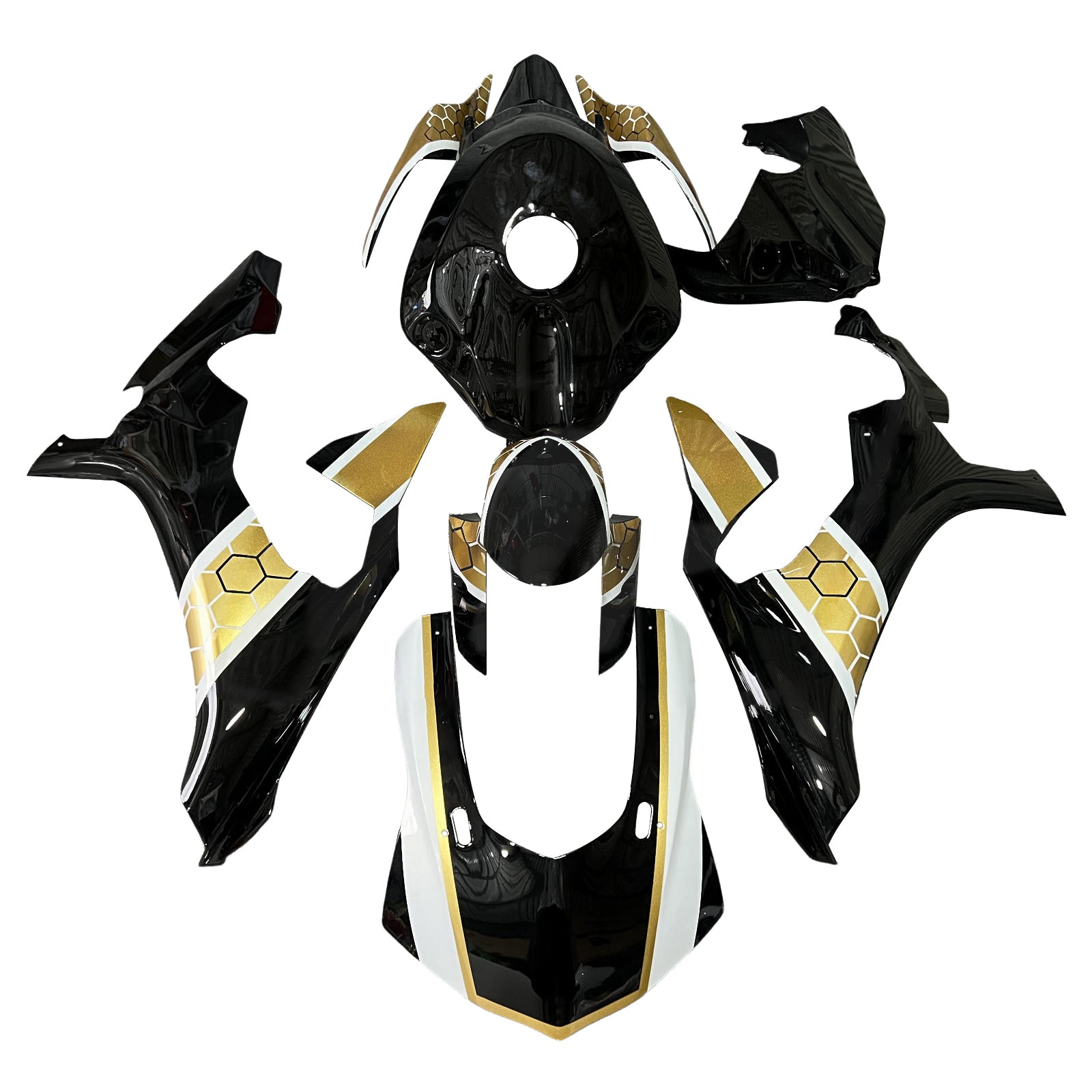 Amotopart 2015-2019 Yamaha  YZF-R1 White & Black Fairing Kit